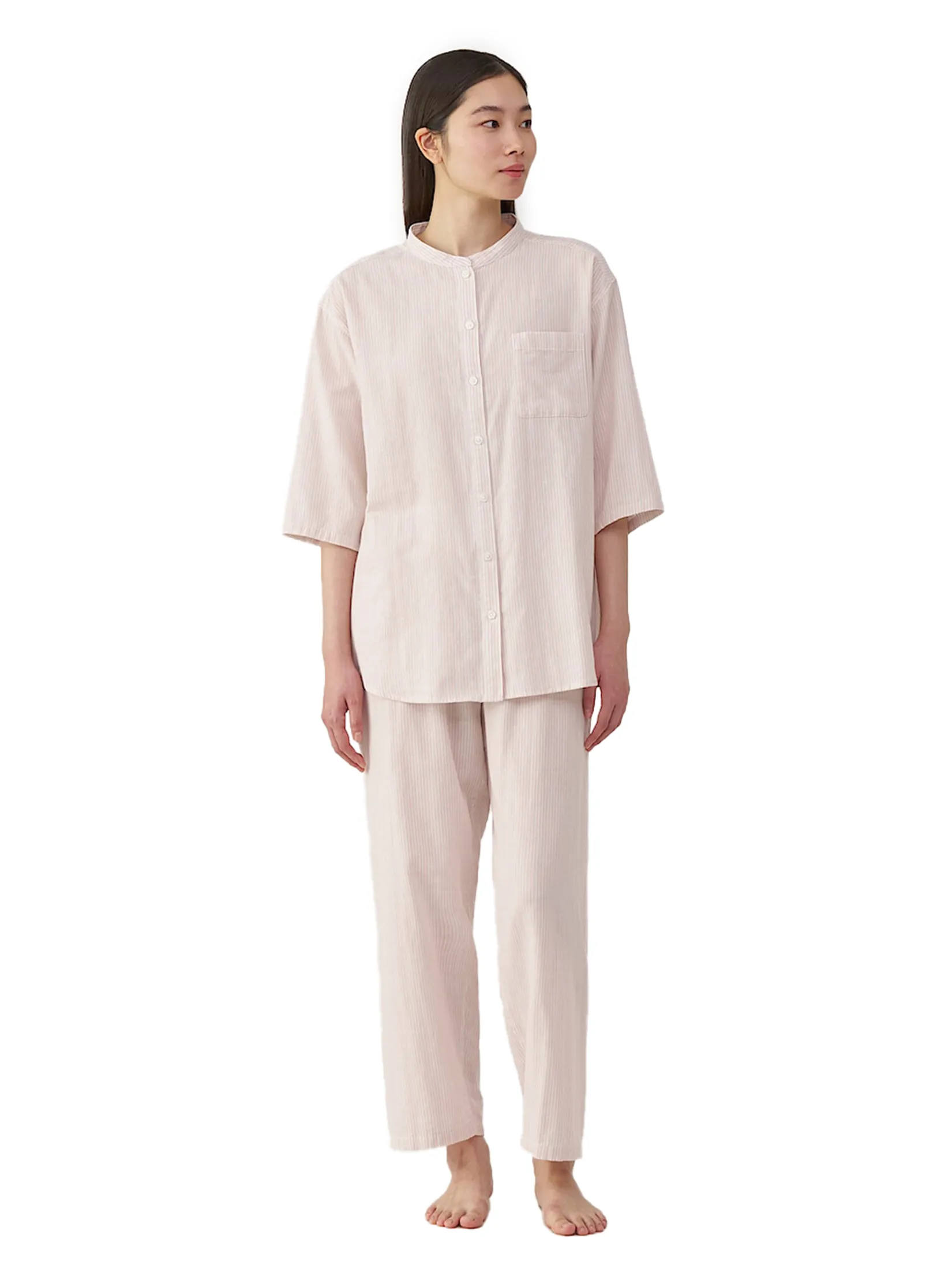 MUJI Women Pyjamas Seamless Thin Gauze 3/4