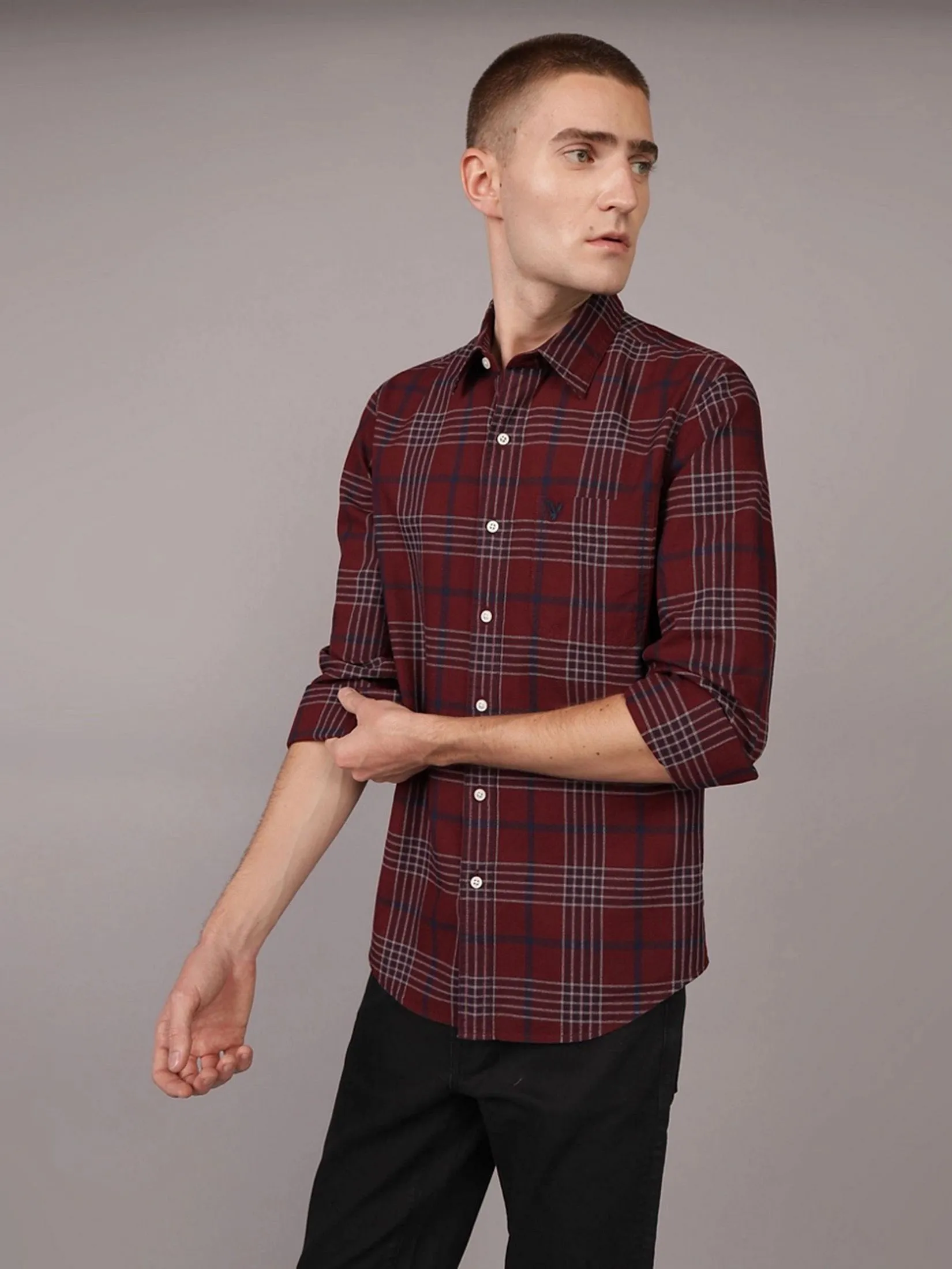 AMERICAN EAGLE MEN CARSON PLAID SF CSC LW HARVARD OXFORD SHIRT 600 RED