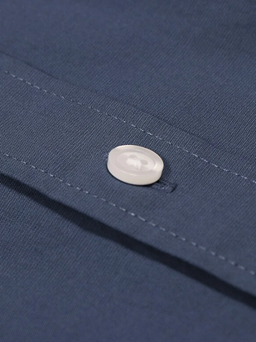 GIORDANO Men's Short Sleeve Slim Fit Stretch Poplin Shirt Navy blue