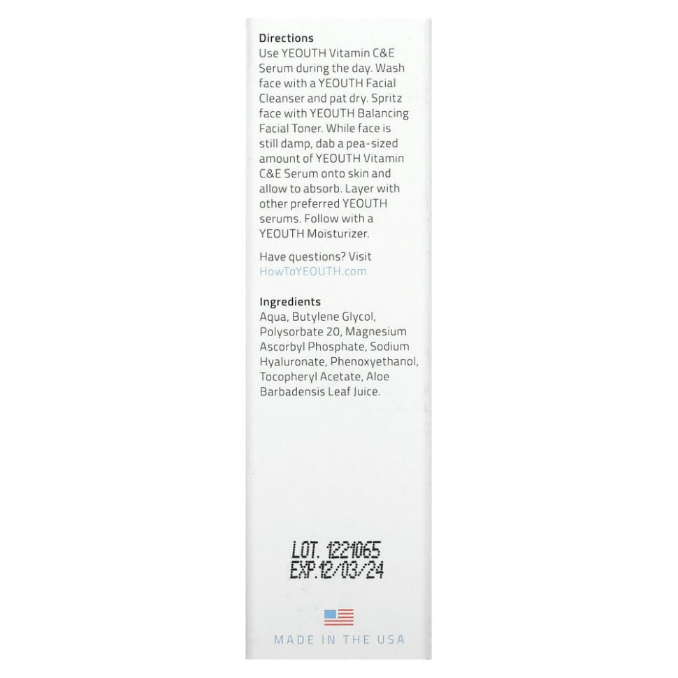 Yeouth, Сыворотка с витаминами С и Е, 30 мл (1 жидкая унция)