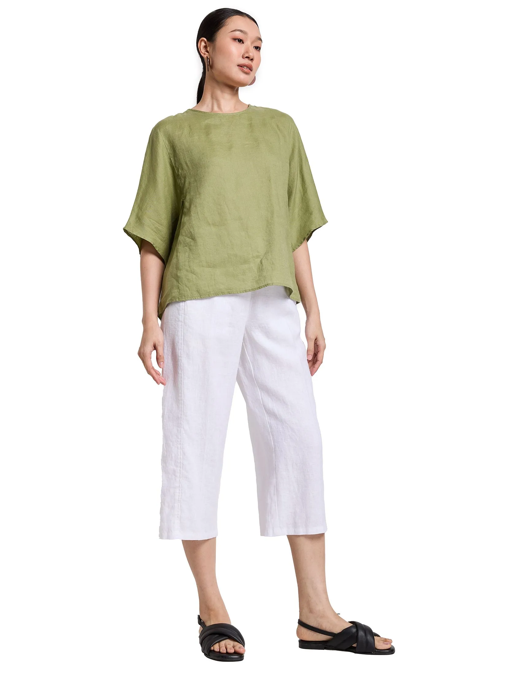 SIMPLICITY Women Pants Crop Linen