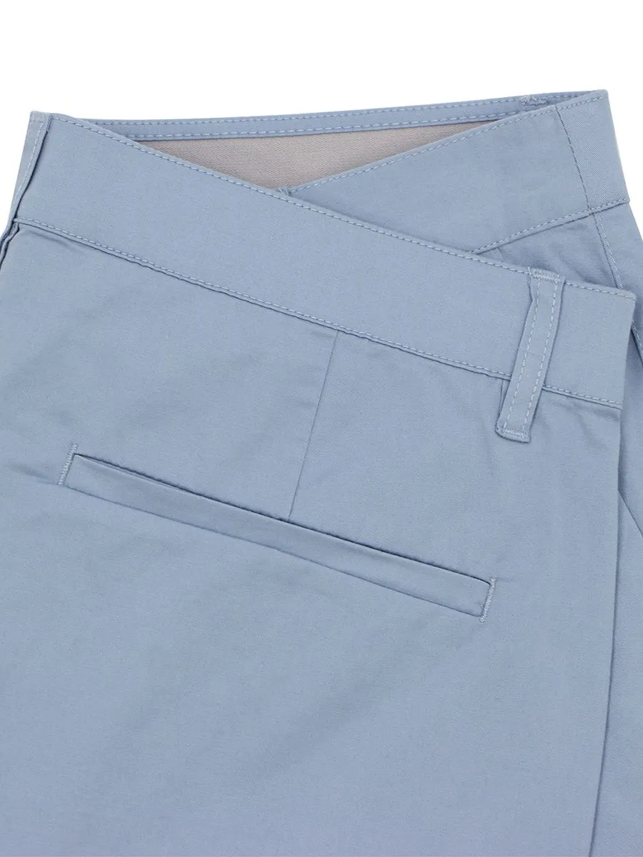 GIORDANO Men's Mid-Rise Regular Tapered Elastic Waist Lightweight Plans Dusty Blue