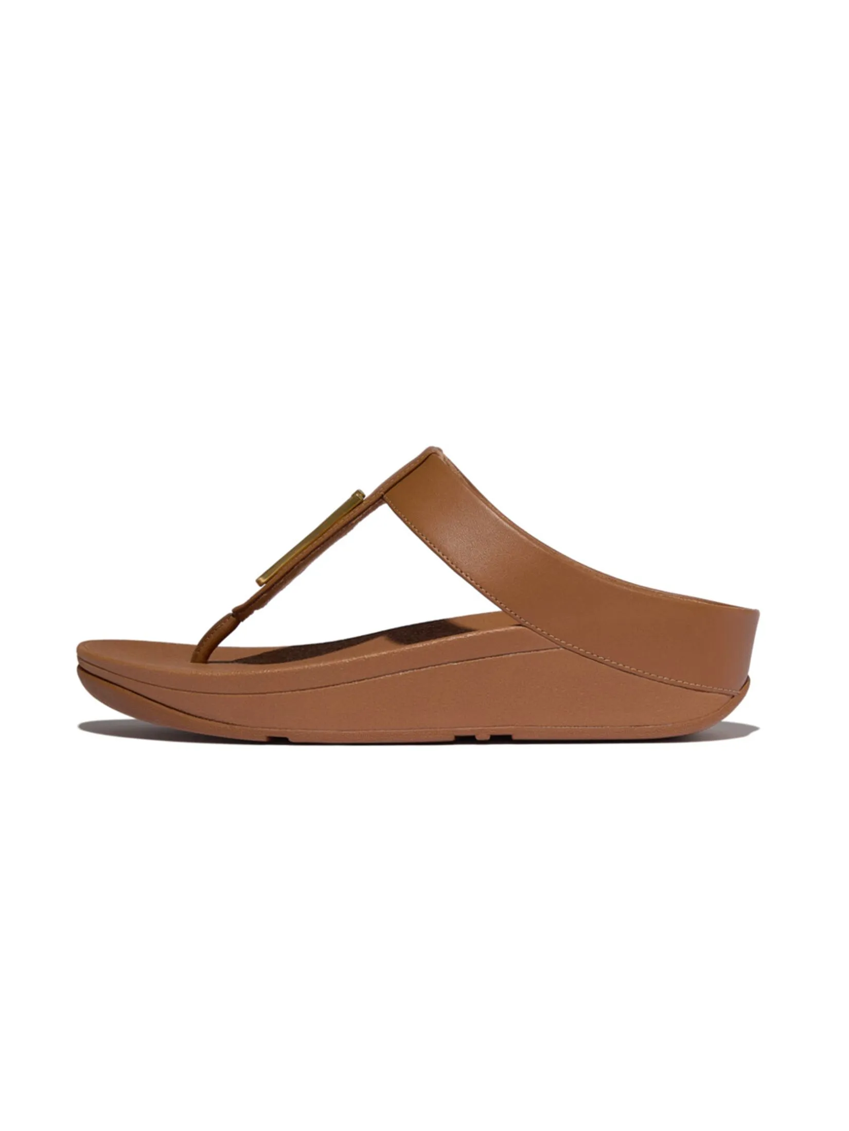 FitFlop™ WOMEN'S FINO GOLD-TRIM LEATHER T/P BROWN