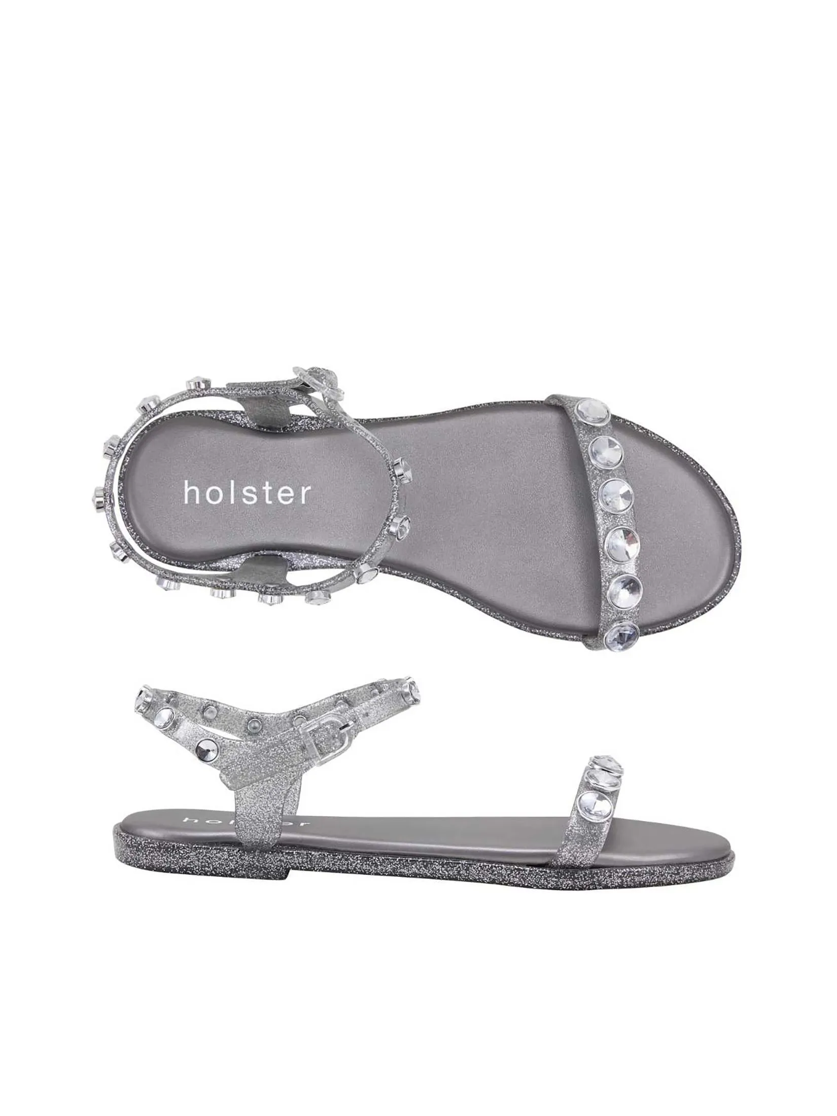 HOLSTER Women Sandals Halo Glitter Pewter