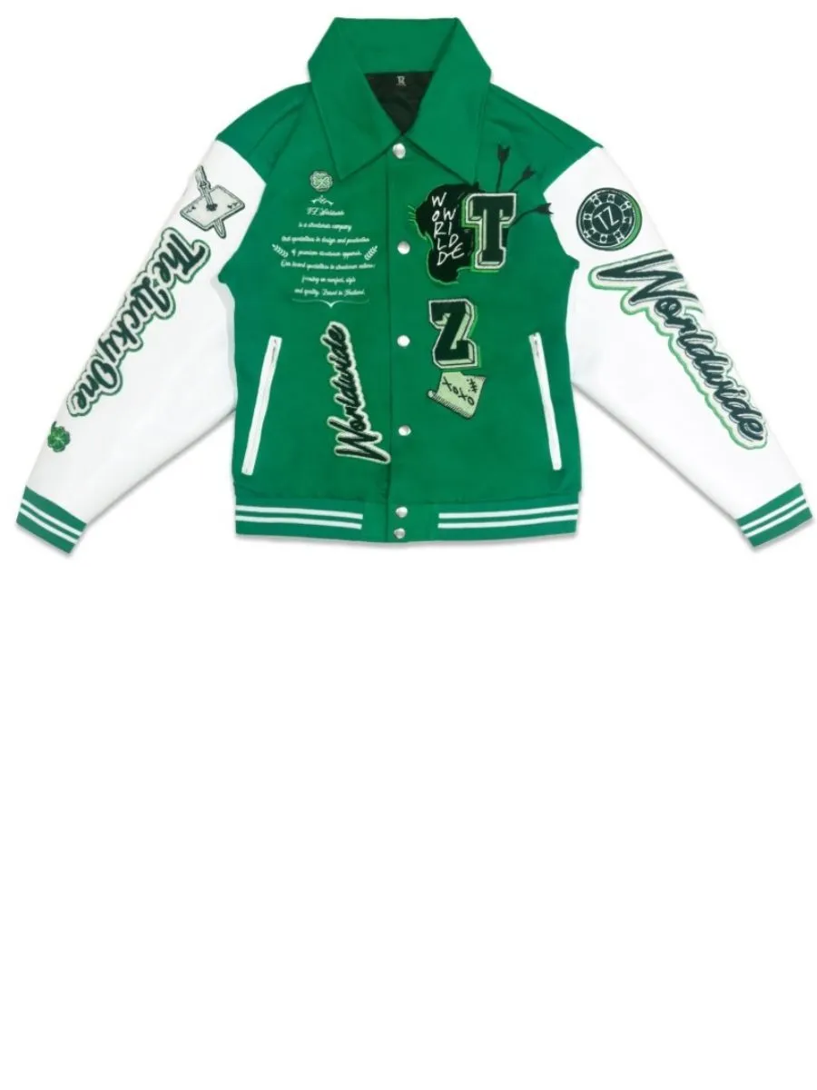 TZ WORLDWIDE Men JACKET VARSITY JACKET - LUCKY GREEN Size - L