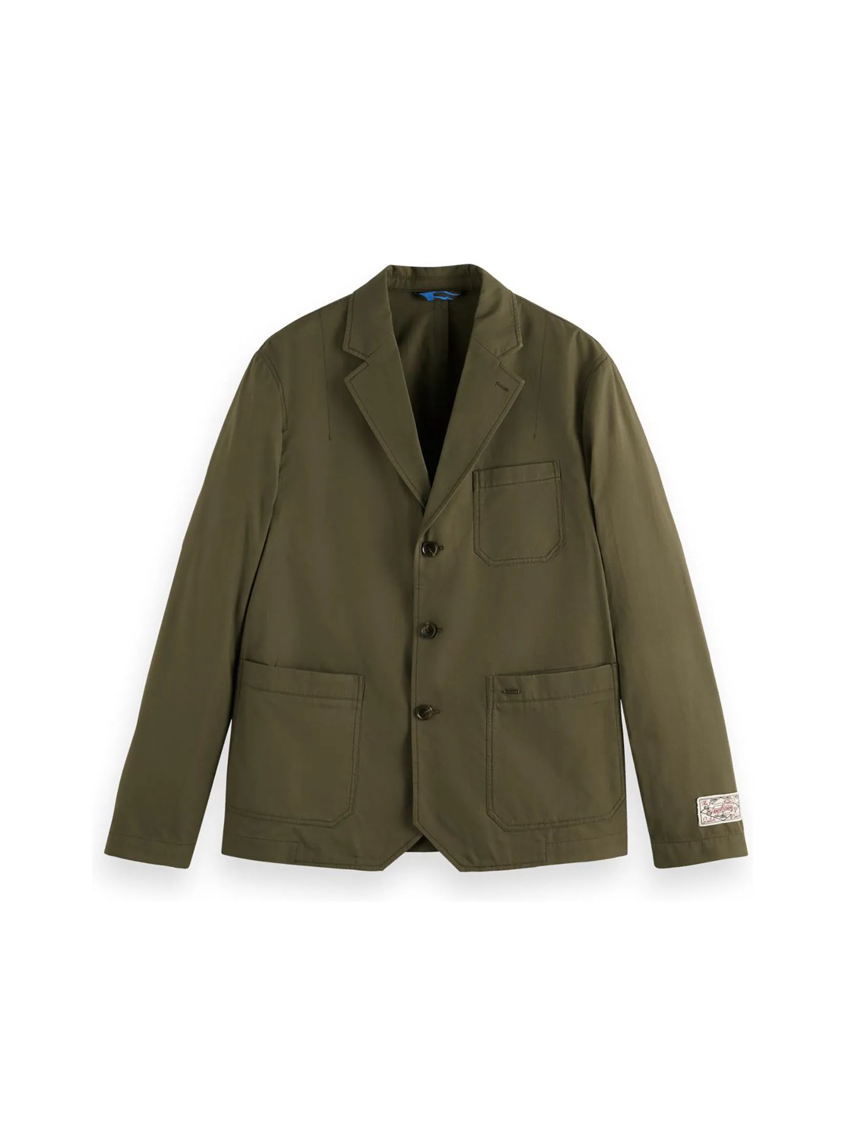 SCOTCH&SODA Men Blazer Relaxed Fit Unconstructed Cotton-Ripstop Military Classic Green