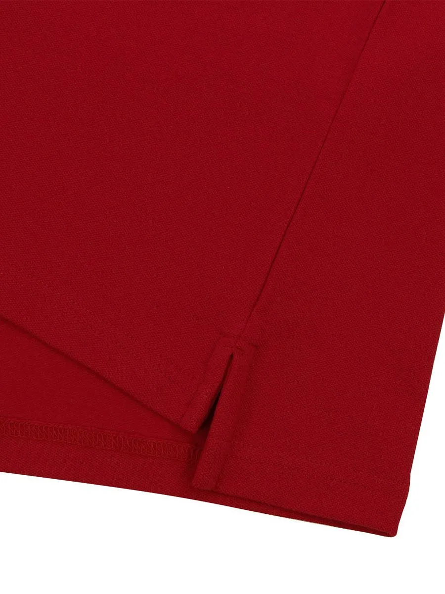 GIORDANO Men's Pique Deer Embroidery Bold Polo Haute Red