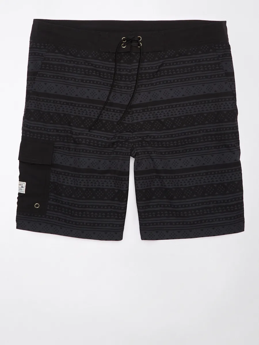 AMERICAN EAGLE MEN 7718 8 INCH CARSON STRETCH BOARDSHORT CARGO PKT 045 BLACK BLAZE