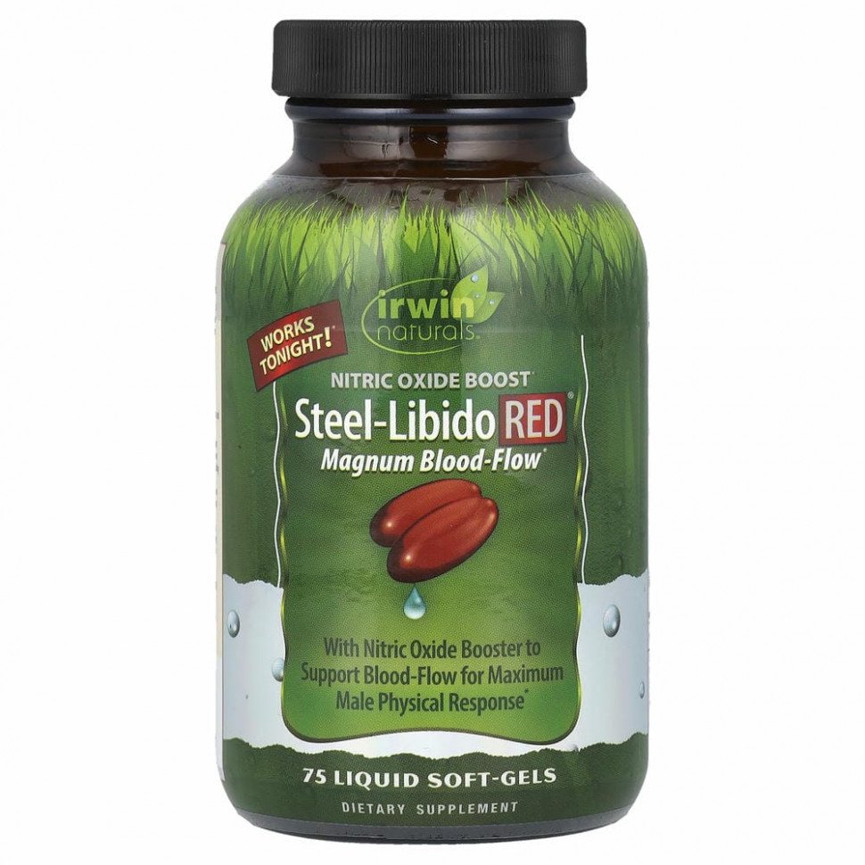 Irwin Naturals, Steel-Libido Red, Blood-Flow, 75 мягких желатиновых капсул с жидкостью