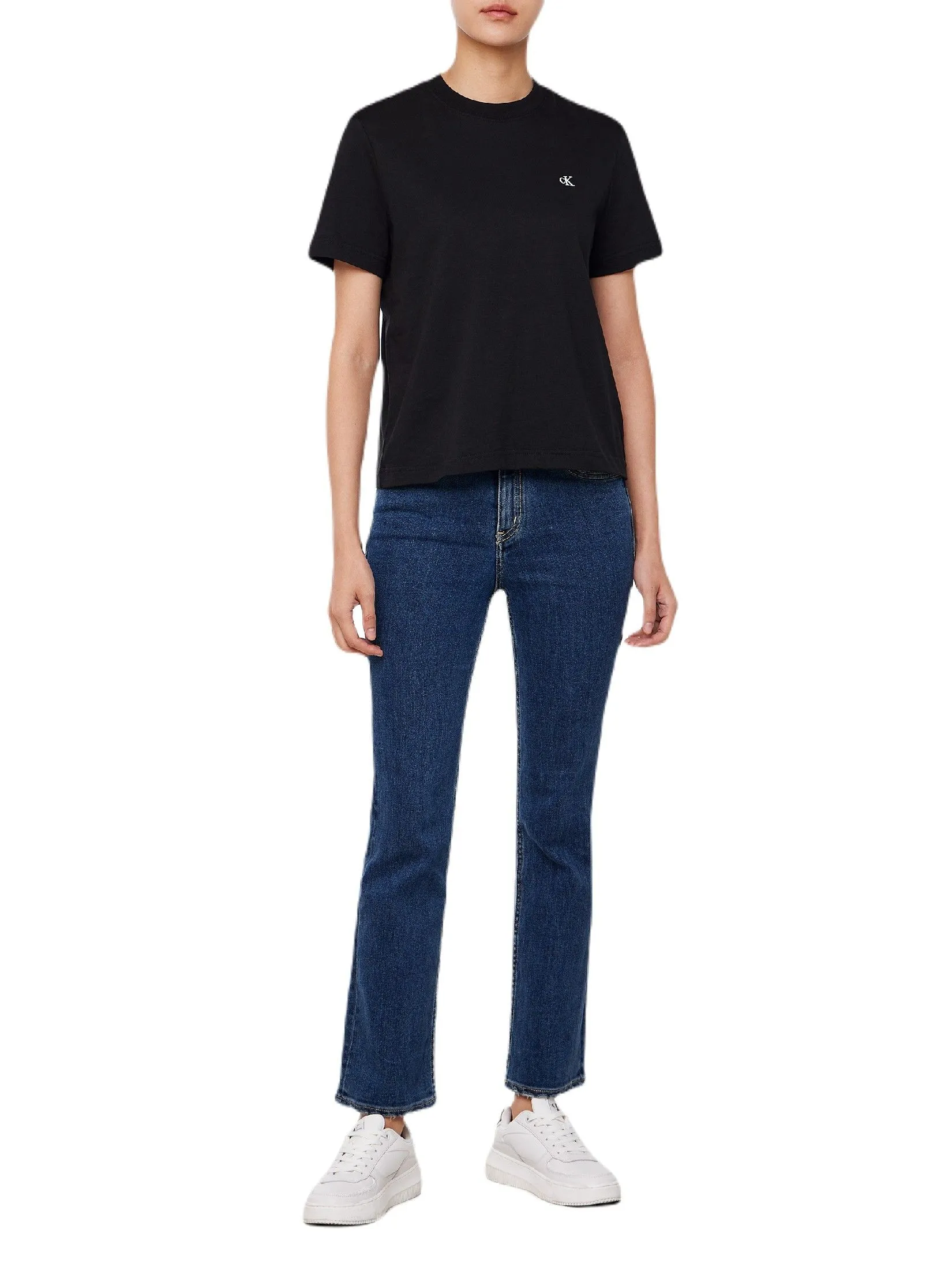 CALVIN KLEIN Women's Archive Logo Crewneck Short Sleeve T-Shirt Black