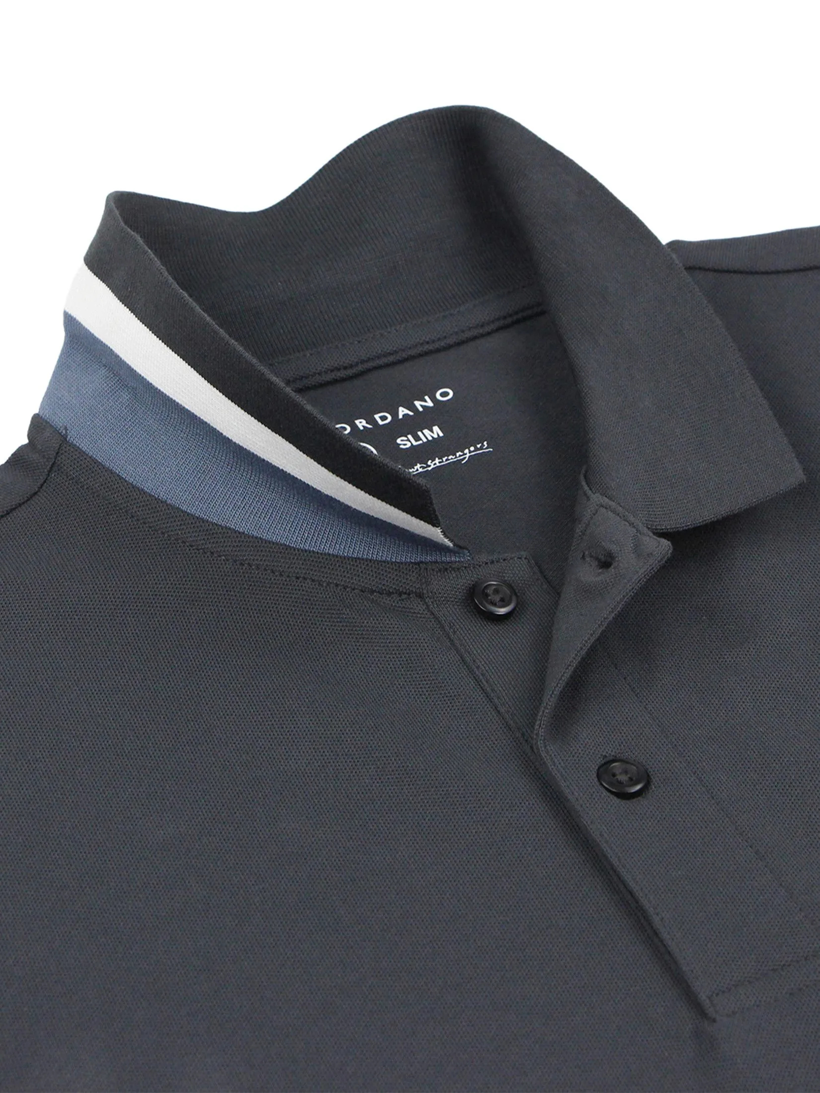 GIORDANO Men's Slim Pique Embroidery Polo (Napoleon) Atom grey