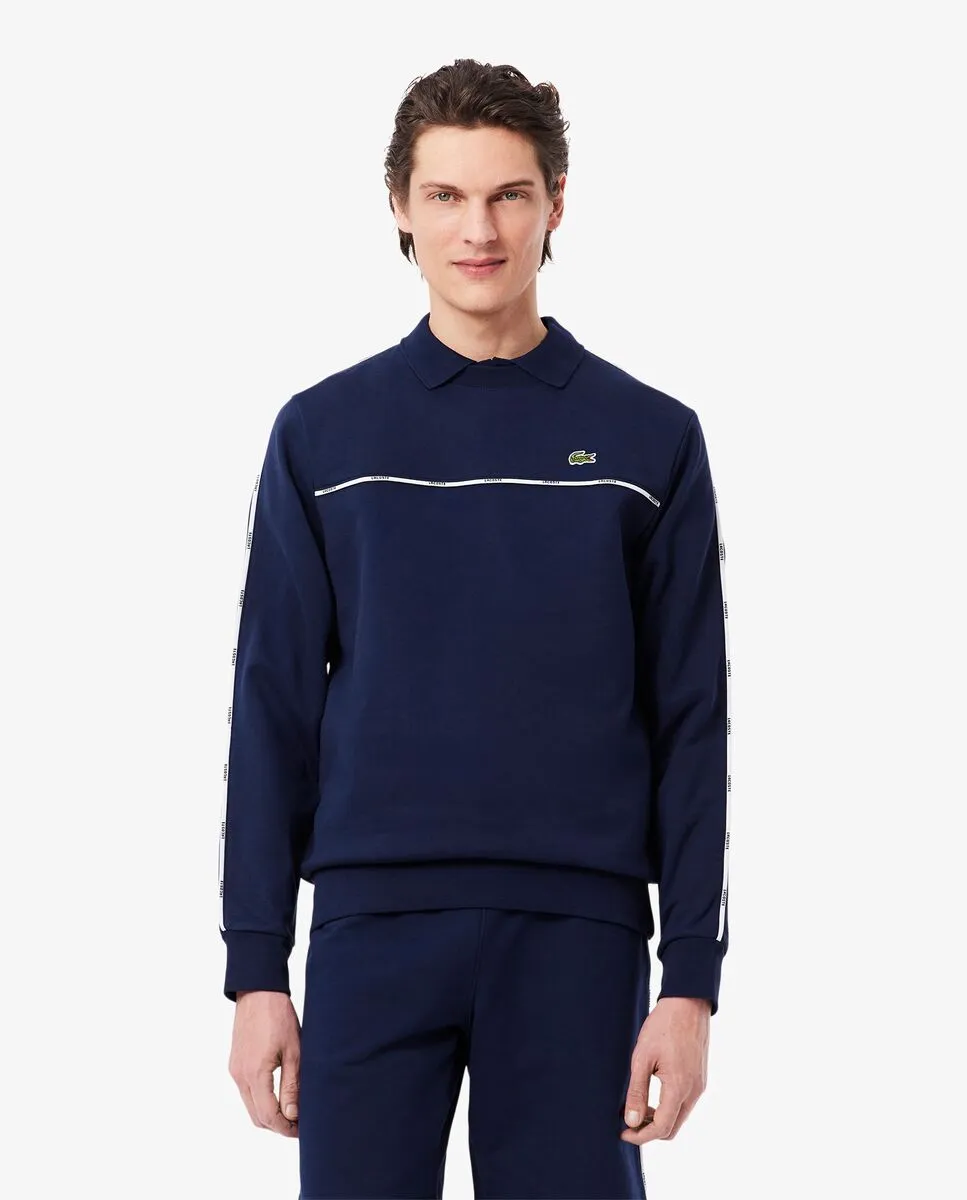 LACOSTE Logo Trim Fleece Sweatshirt Blue