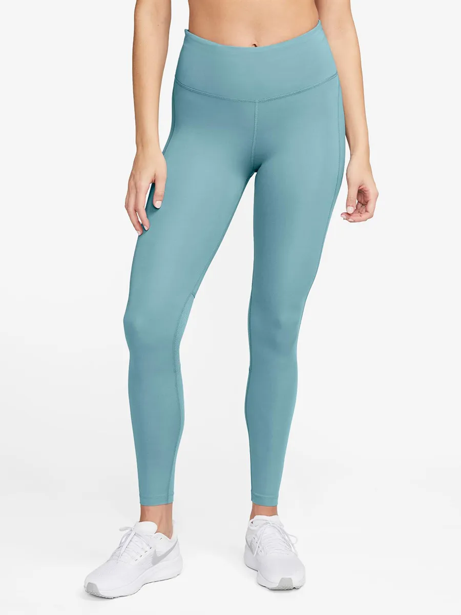 NIKE Women Running Leggings Epic Fast Mid-Rise Denim Turq/Reflective Silver