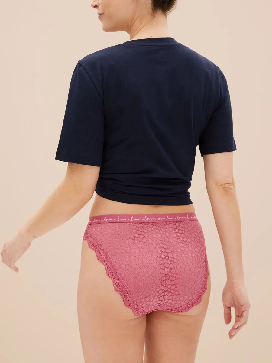 MARKS & SPENCER Women High Leg Knickers Mesh & Lace Pack 3 pcs