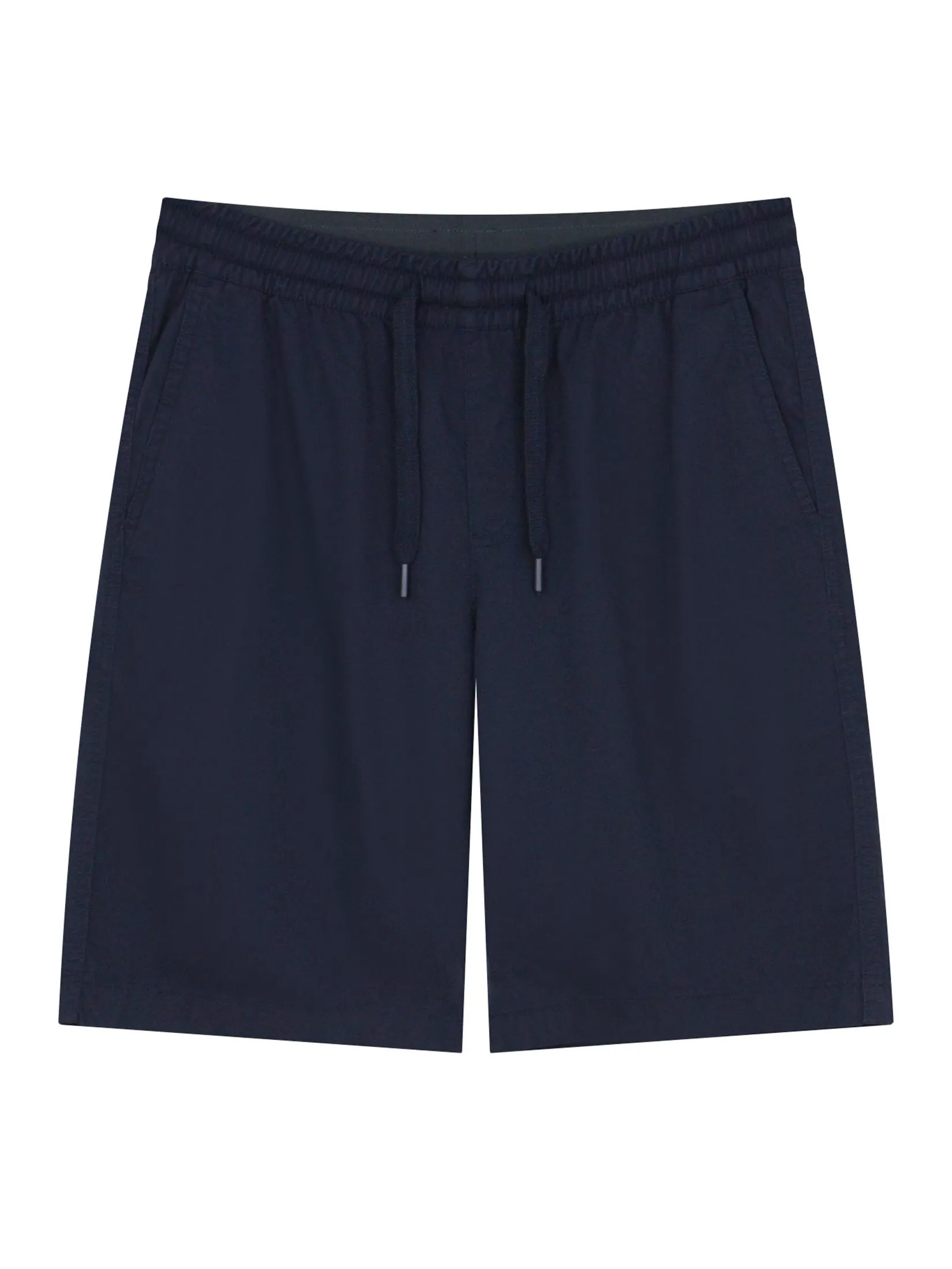 GIORDANO Men's Slim Twill Bermuda Shorts (180° Elastic Waist) Signature Navy