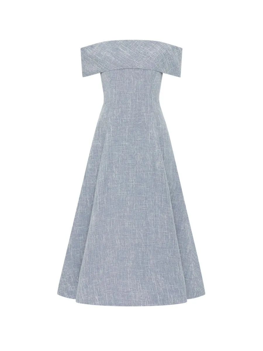 ASAVA ( SS24 )Emilia Bardot Wome Dress Blue