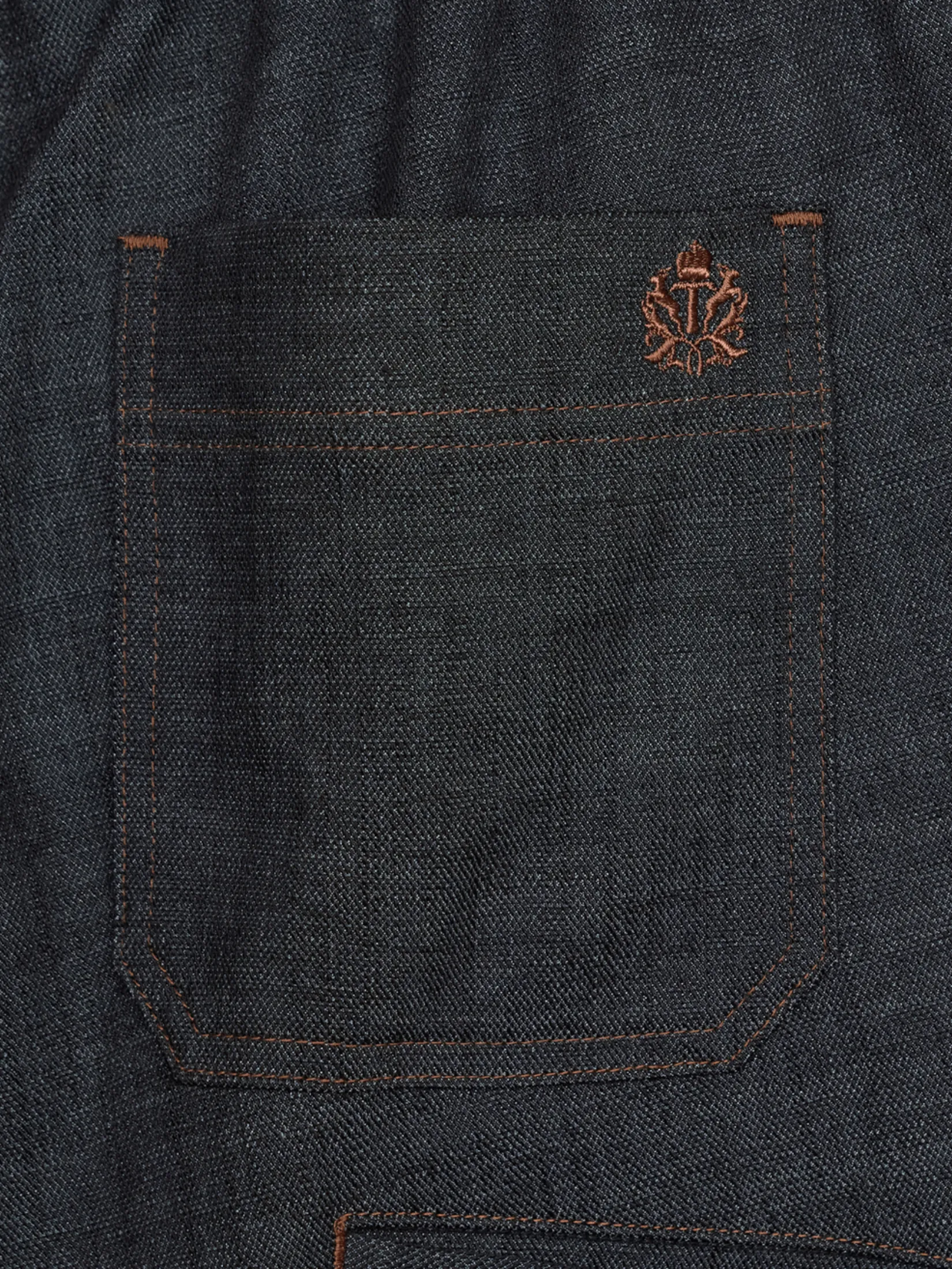 TAKEO KIKUCHI MEN BLACK ECO DENIM STRETCH EASY PANTS