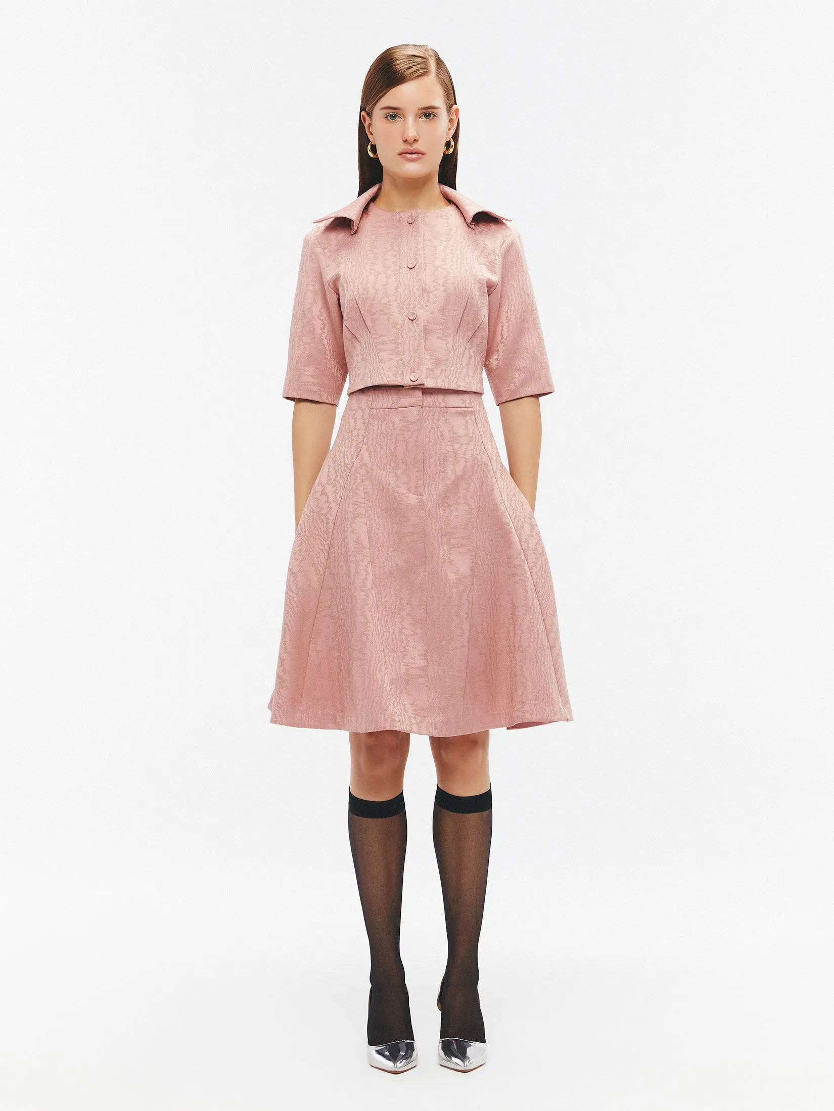 SHAKA Woman Skirt Wood Grain Jacquard Pink Size - M