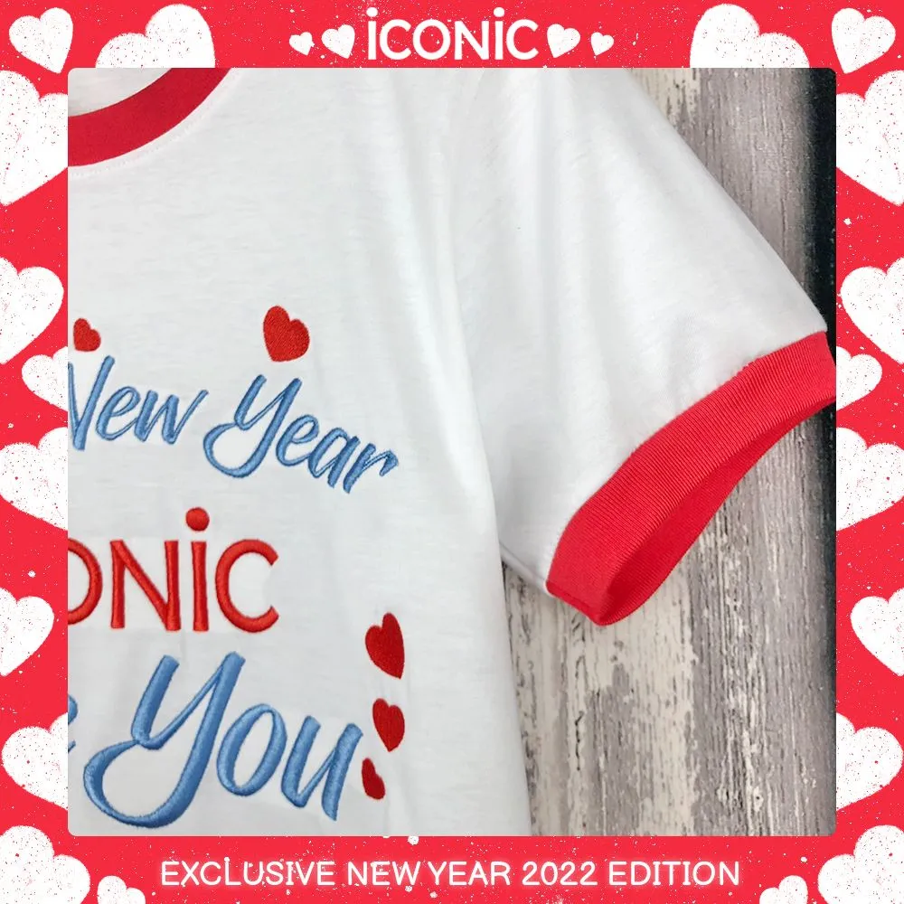 ICONIC White RED NEW YEAR T-SHIRT Model REDHAPPYNEWYEAR2022