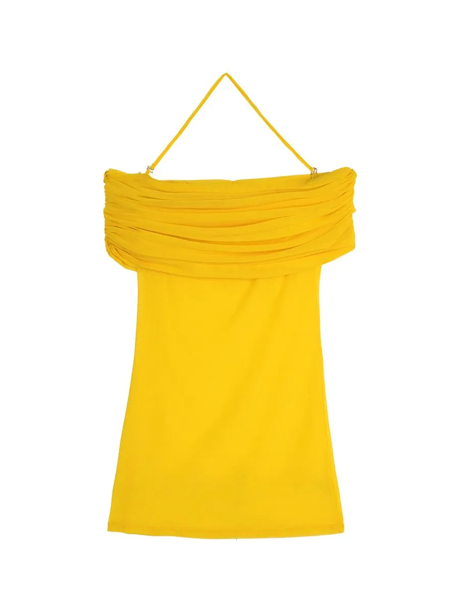 KLOSET (SS24)Off-Shoulder Strap Top Yellow