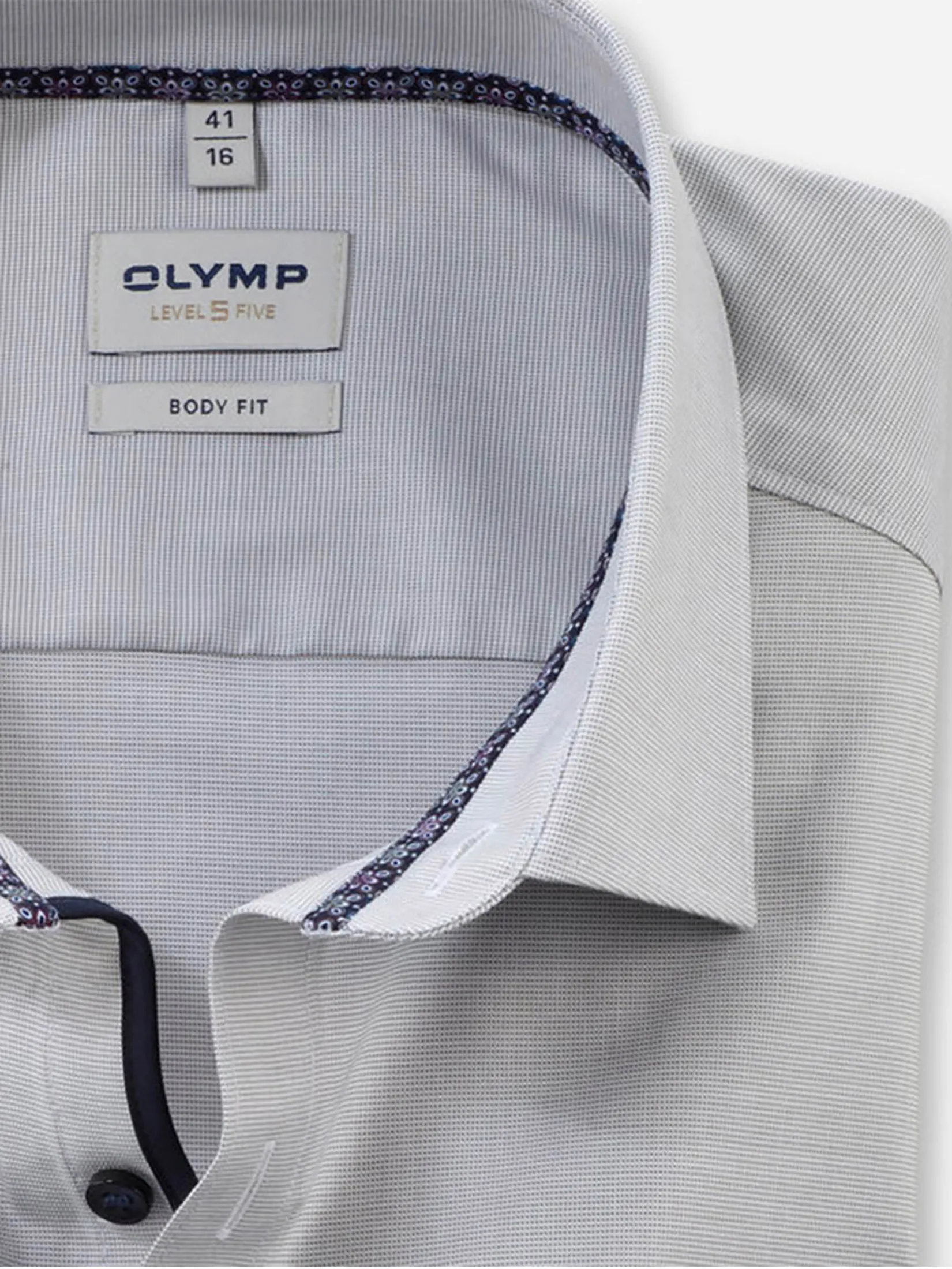 OLYMP MEN SHIRT LONG SLEEVES BUSINESS SHIRT BODY FIT GREY