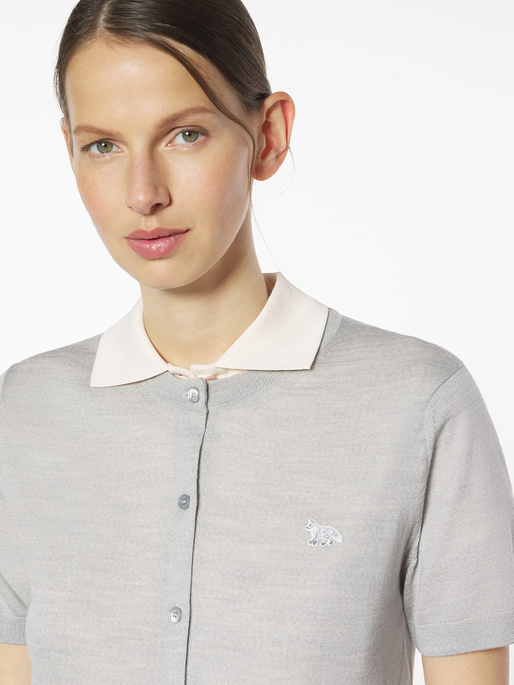 MAISON KITSUNÉ Women Cardigan Short Sleeves Baby Fox Fine Merino