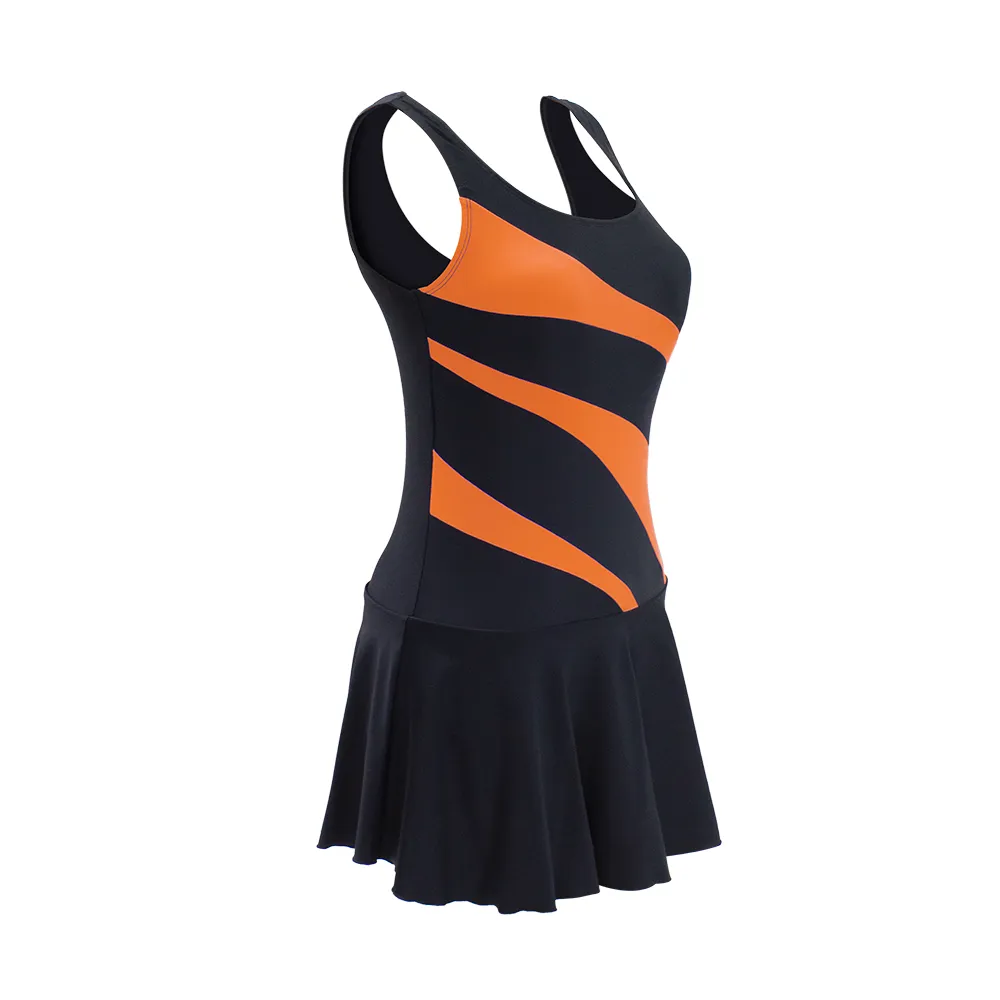 GRAND SPORT Black-Orange Women's One-Piece Swimsuit (342684)