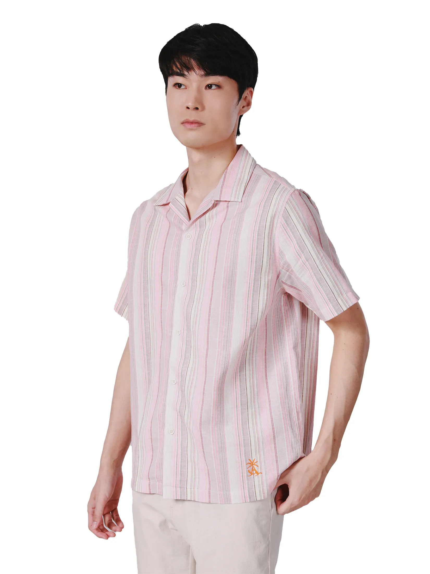 JOHN HENRY Men s Short Sleeves Hawaii Shirts (Relaxed Fit) SONGKRAN FESTIVAL Brown