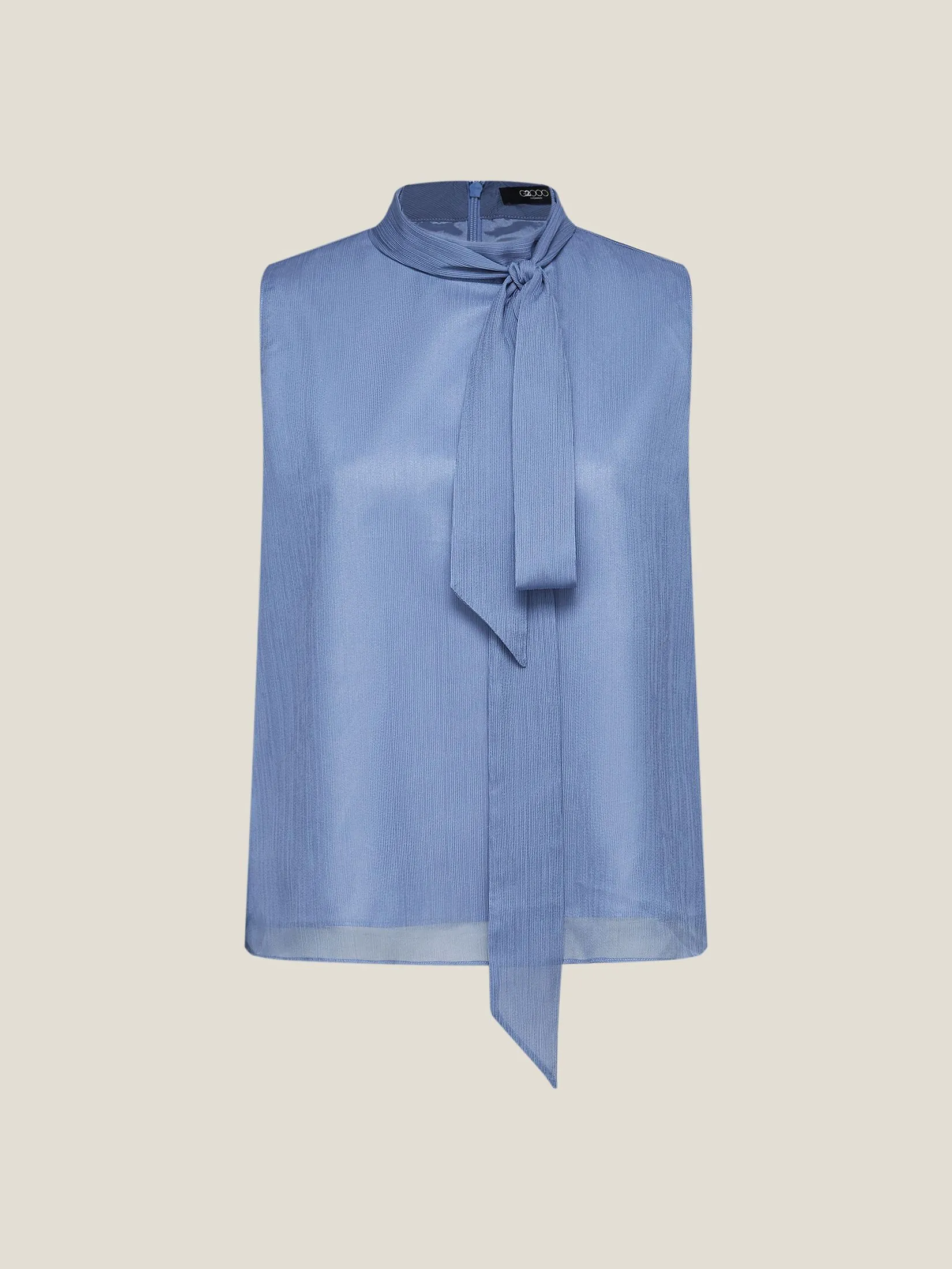 G2000 Women Clothing Stand Collar Blouse With Detachable Tie Regular Fit - Blue