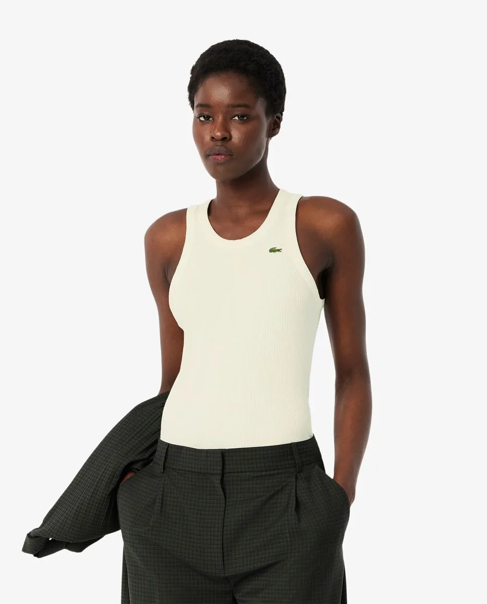 LACOSTE Slim Fit Cotton Tank Top White