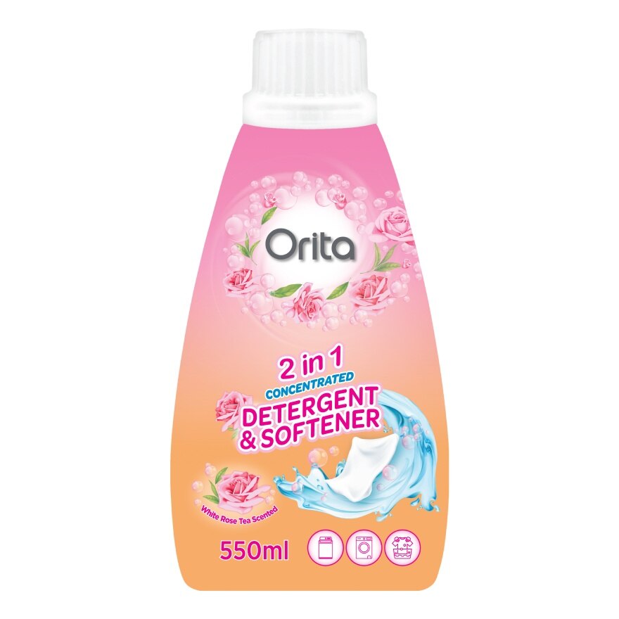 Orita 2in1 Concentrated Detergent  Softener White Rose Tea Scented 550ml.