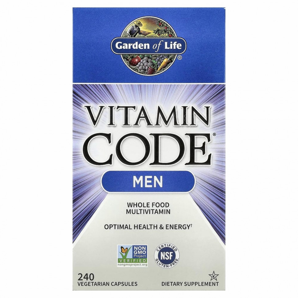 Garden of Life, Vitamin Code, мультивитамины из цельных продуктов для мужчин, 240 вегетарианских капсул
