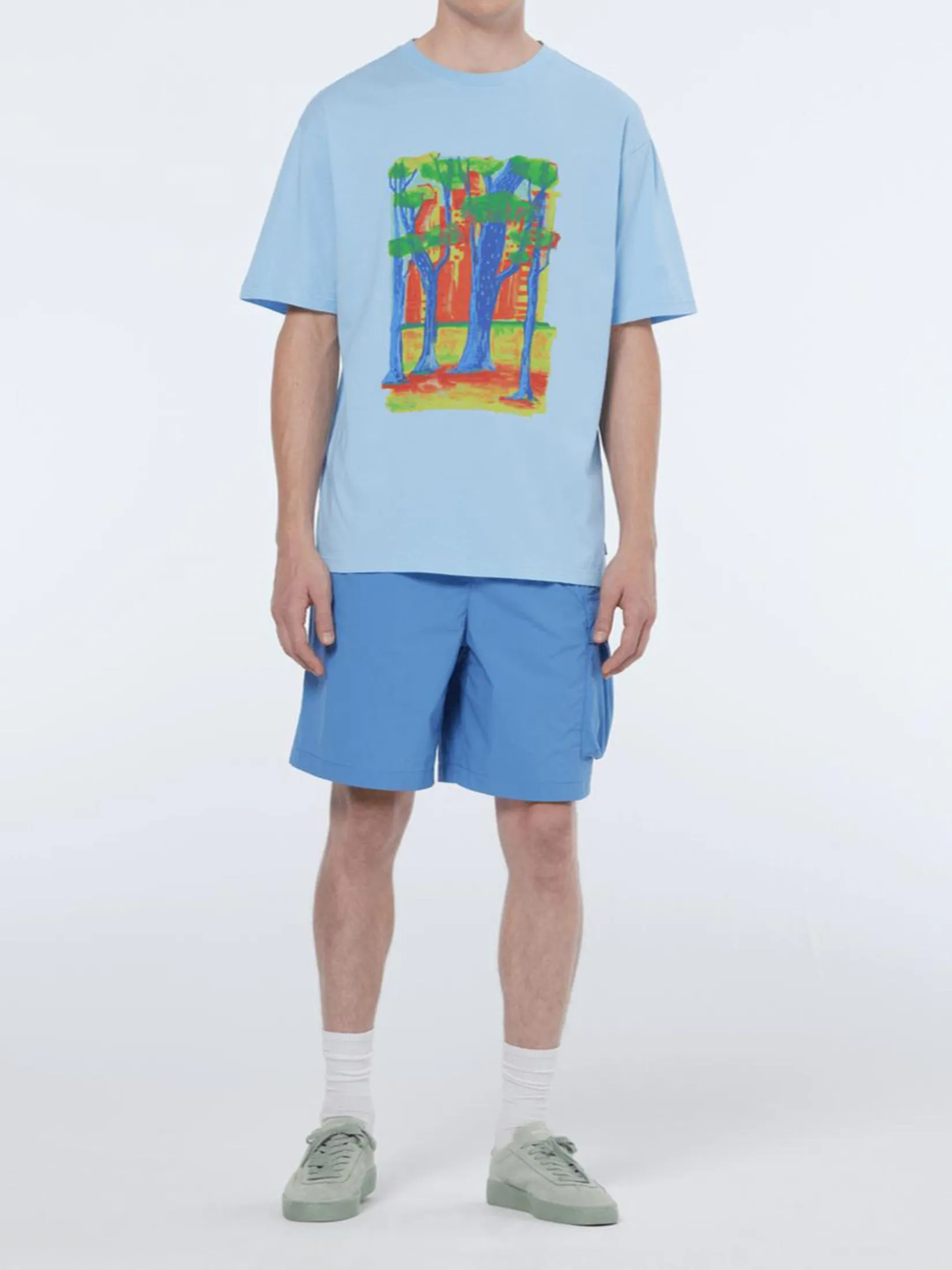 SCOTCH&SODA Men Cargo Short Lightweight Nylon Relaxed Fit Lake Blue