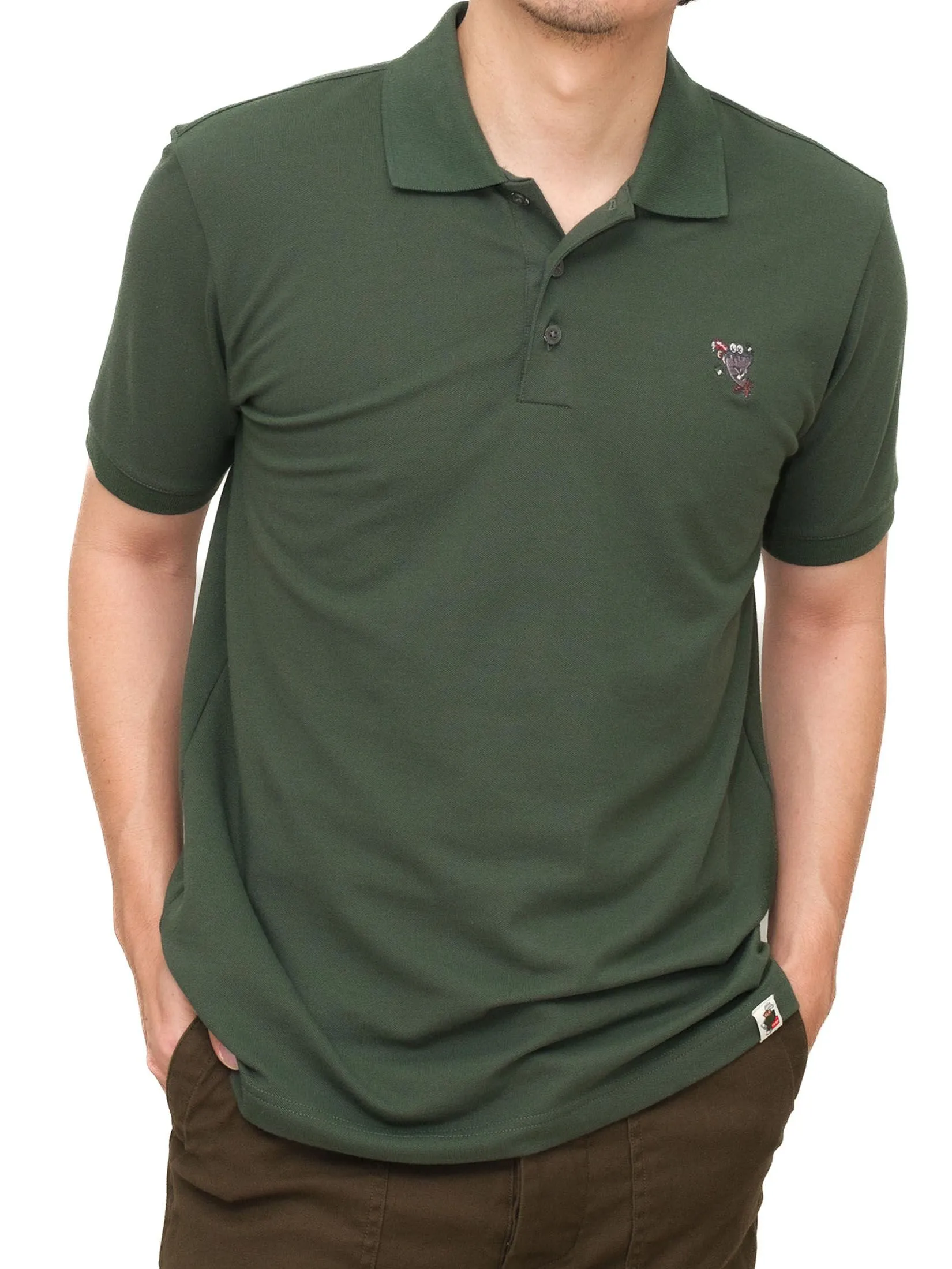 ERA-WON Men's Polo Slim Fit Art toy Collection Green