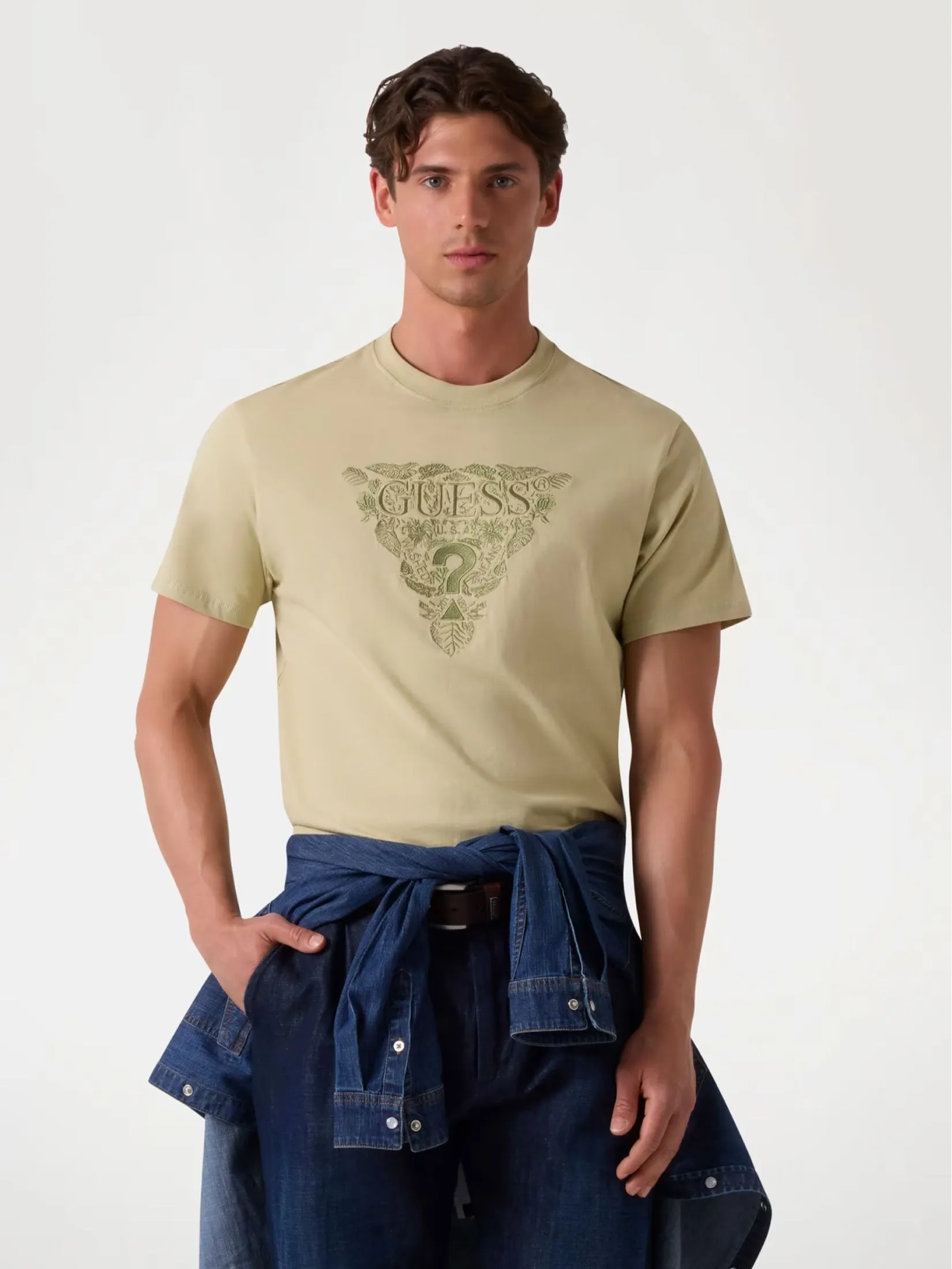 GUESS GUESS MEN Regular-fit Logo T-Shirt  M5GI16K8FQ4  -  Green