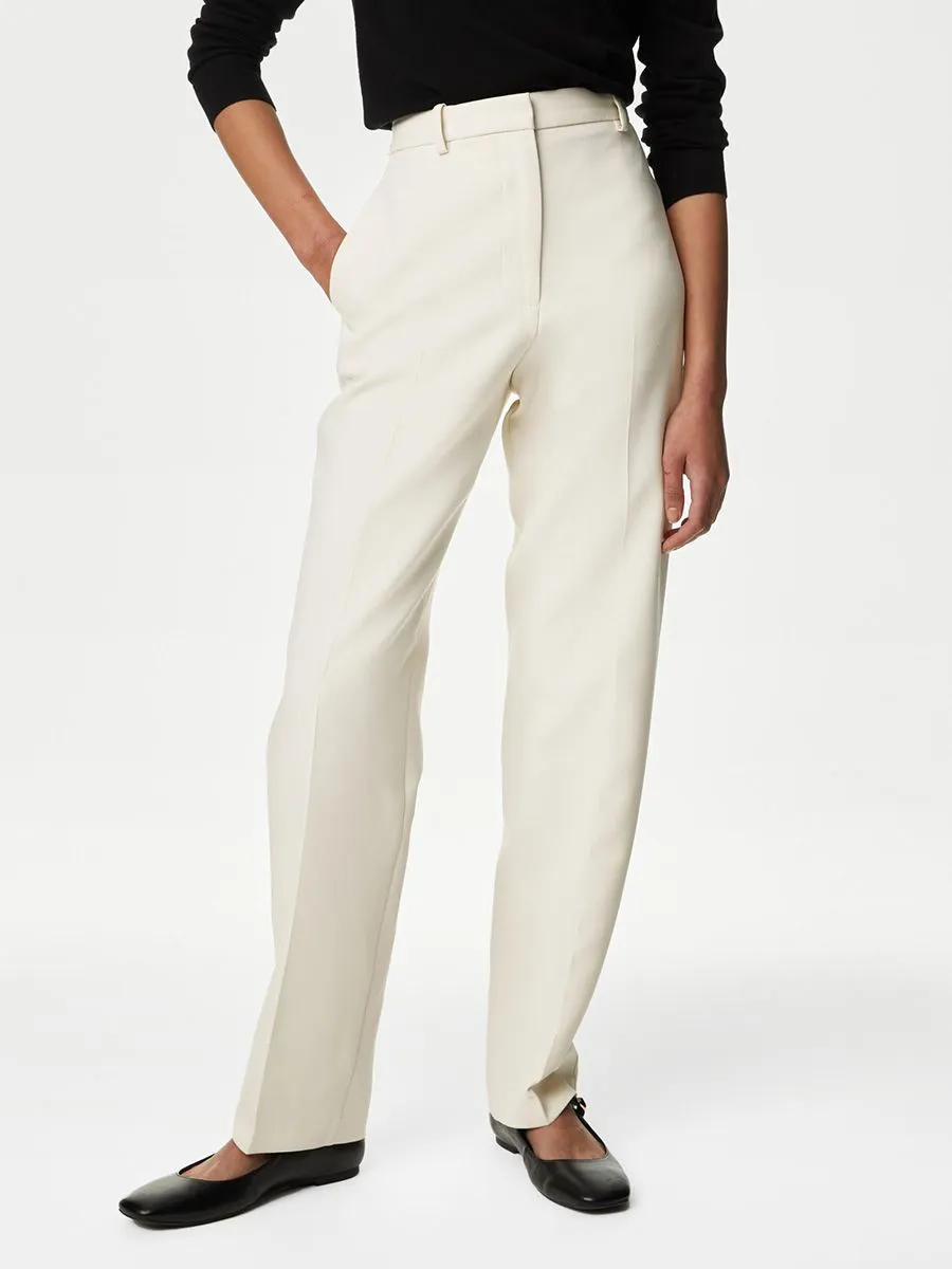 MARKS & SPENCER Women Trousers Straight Leg Ecru