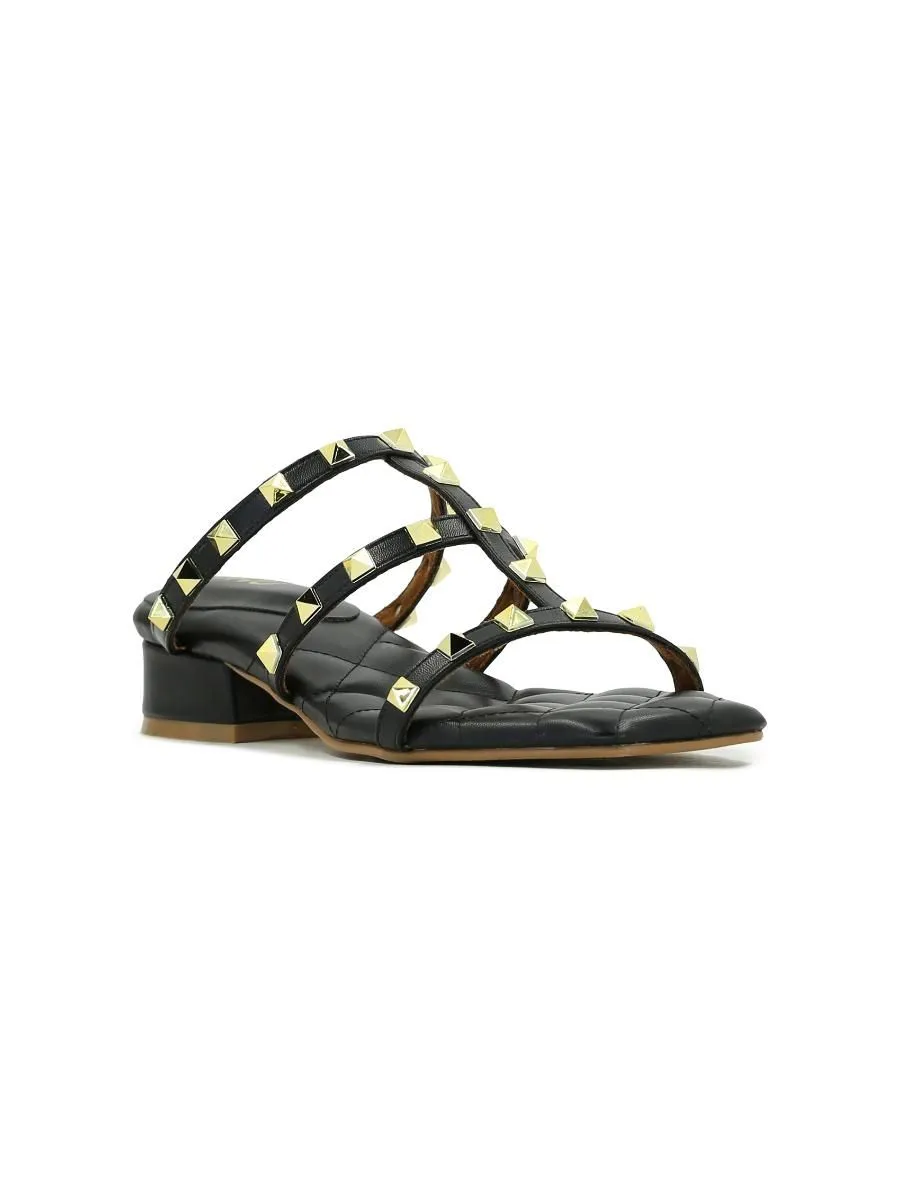SHU WOMEN  PALETTE SOFT 1" ROCKSTUDS SLIDES SANDALS - BLACK