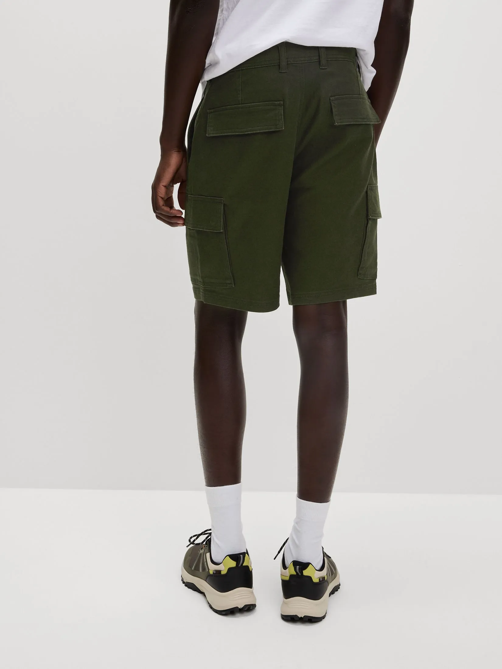 MARKS & SPENCER Men Cargo Shorts Straight Fit Stretch Dark Khaki