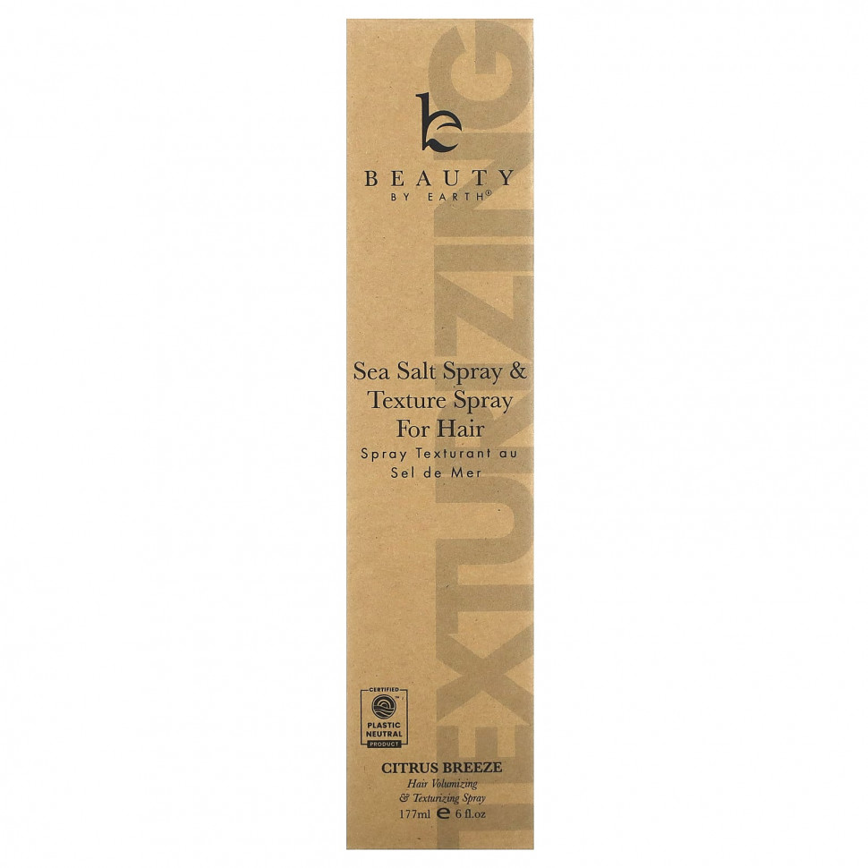 Beauty By Earth, Спрей с морской солью и текстурный спрей для волос, цитрусовый бриз, 177 мл (6 жидк. Унций)