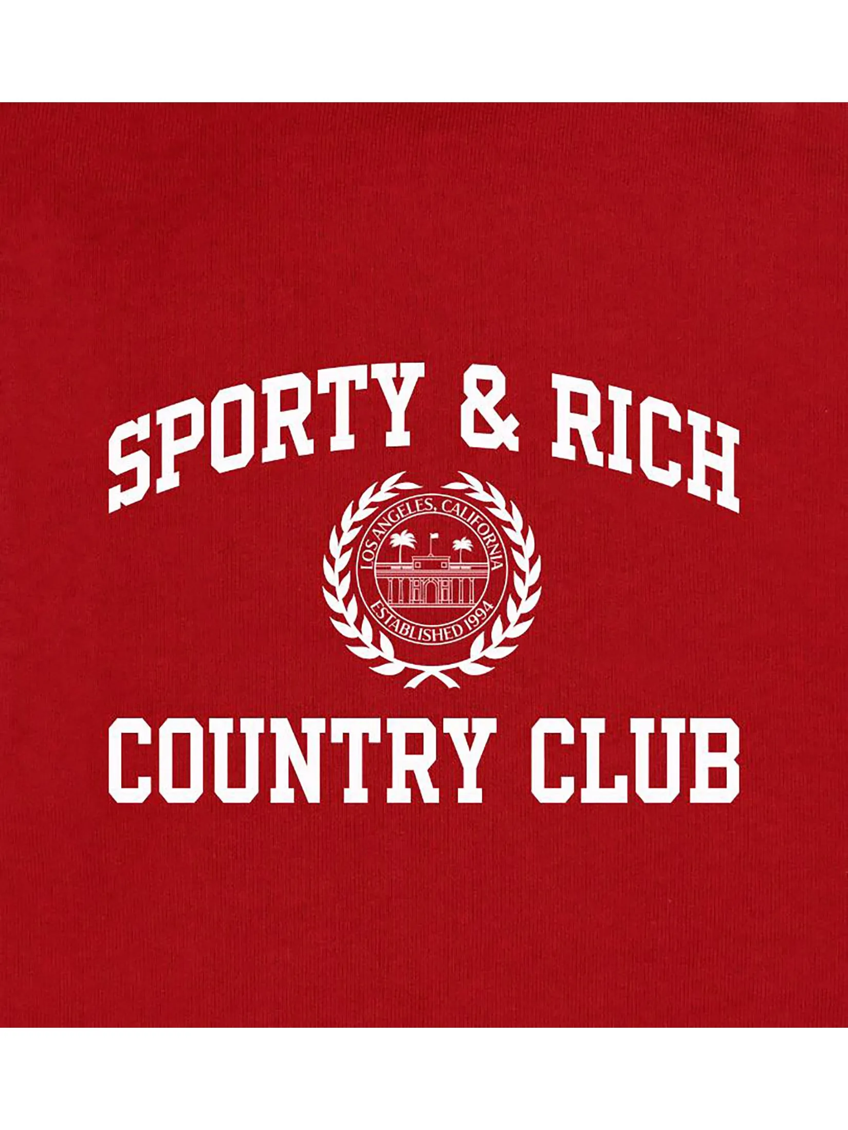 SPORTY & RICH Unisex Crewneck Varsity Crest - Ruby/White