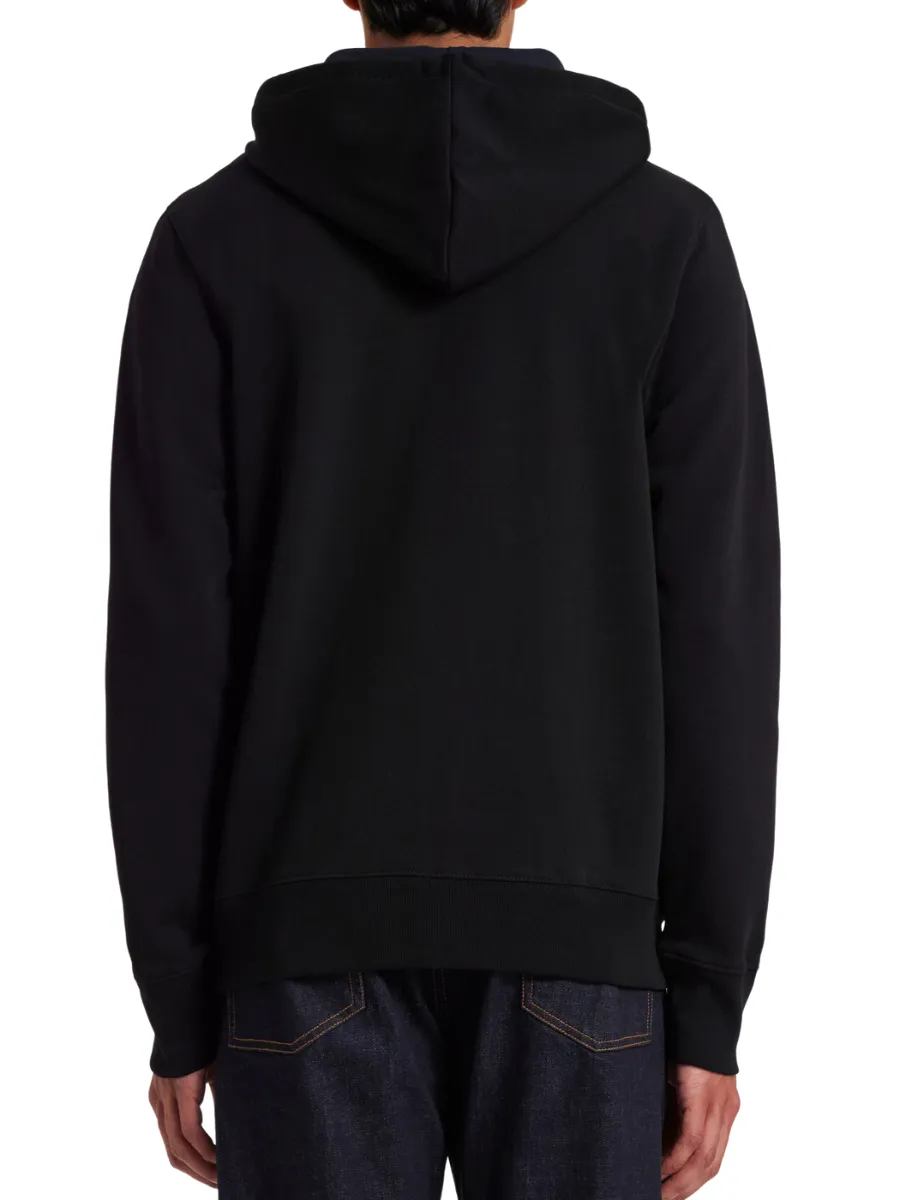 PAUL SMITH SWEATSHIRTS MENS REG FIT ZIP HOODY ZEBRA BLACK