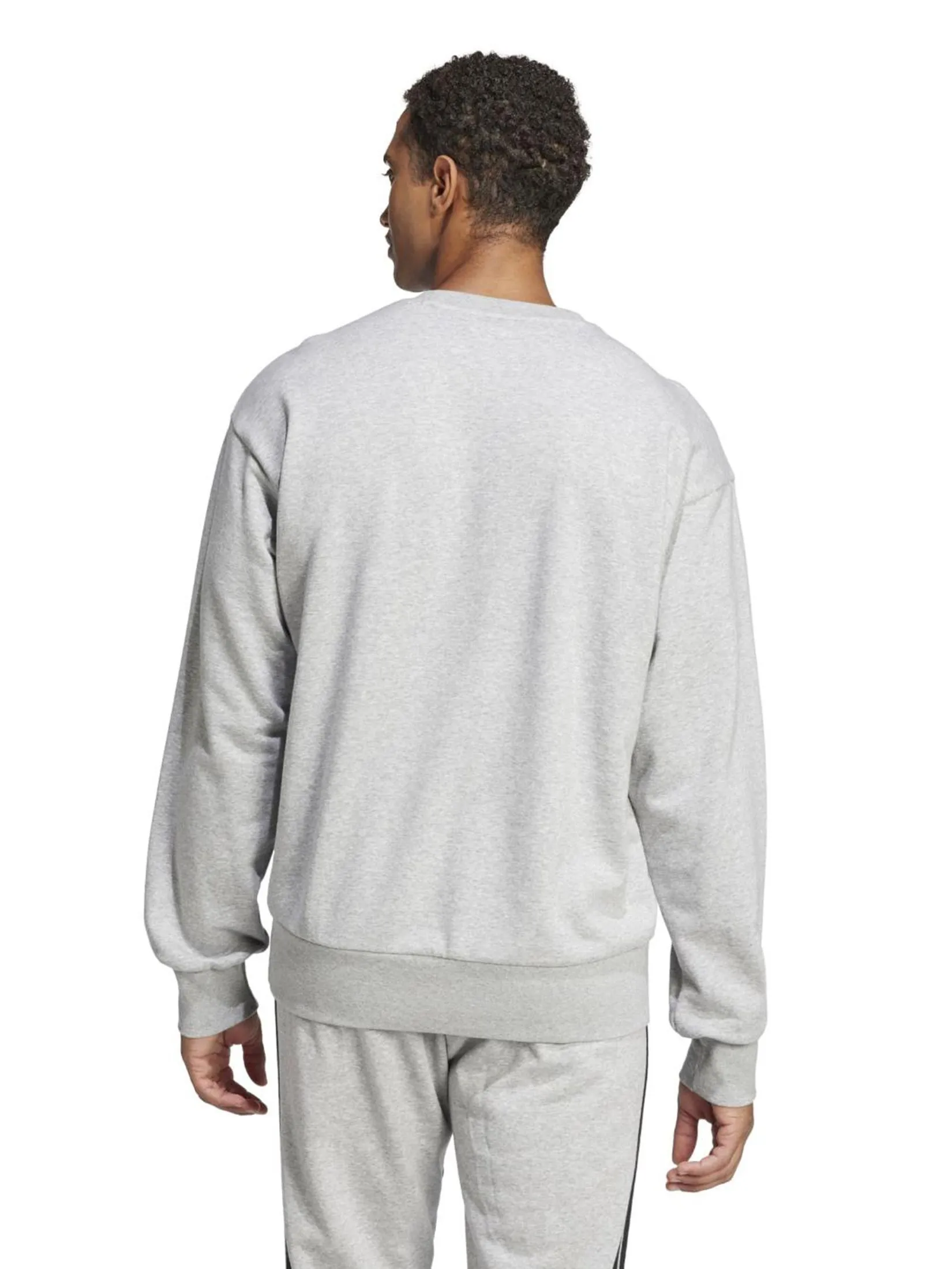 ADIDAS Men Sweatshirt Essentials Big Logo French Terry JE8952 Medium Grey Heather / Black