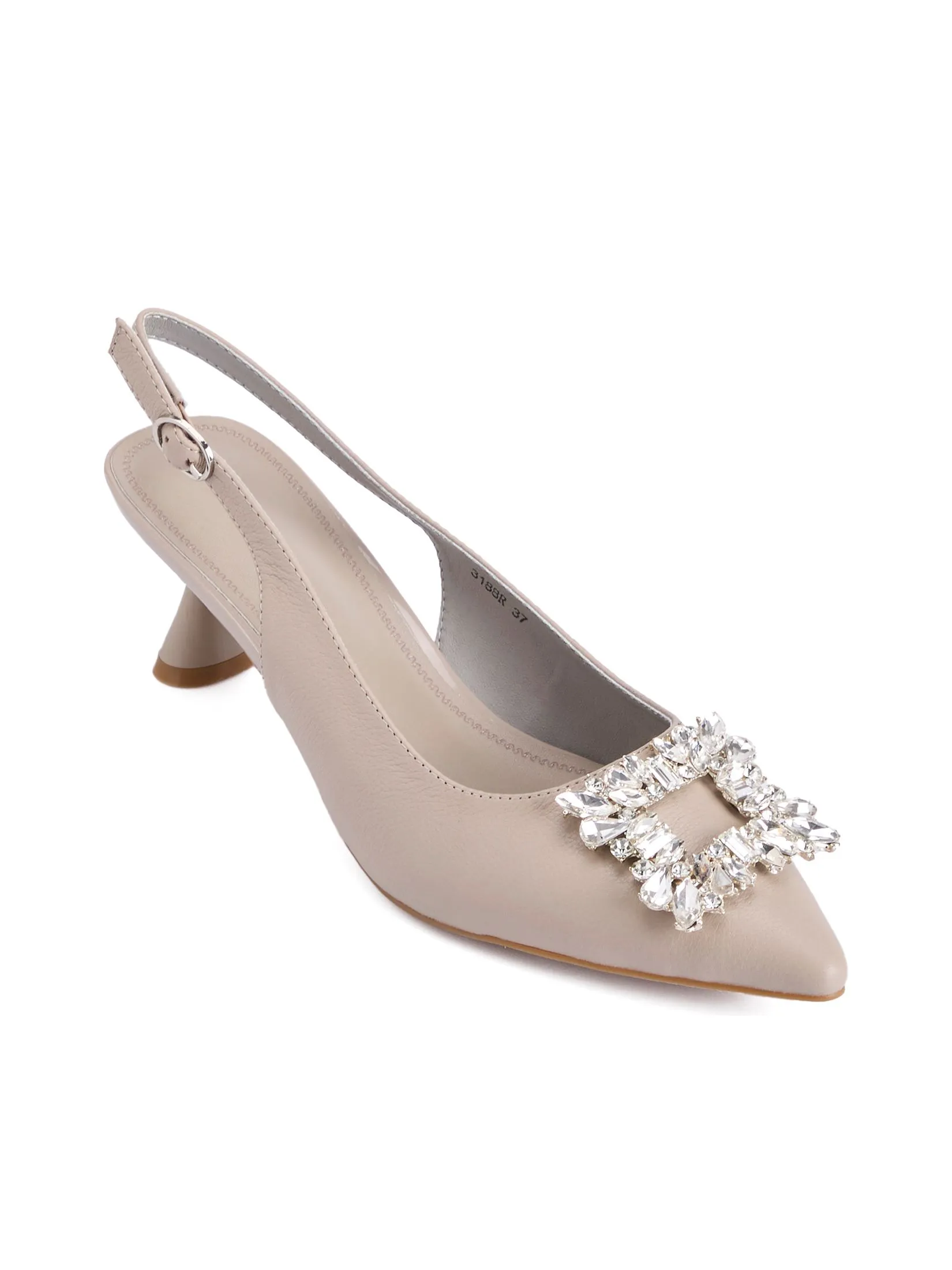 PRETTY FIT Women Pump Sorelle Crystal Buckle Silver Grey Size - 36 EU