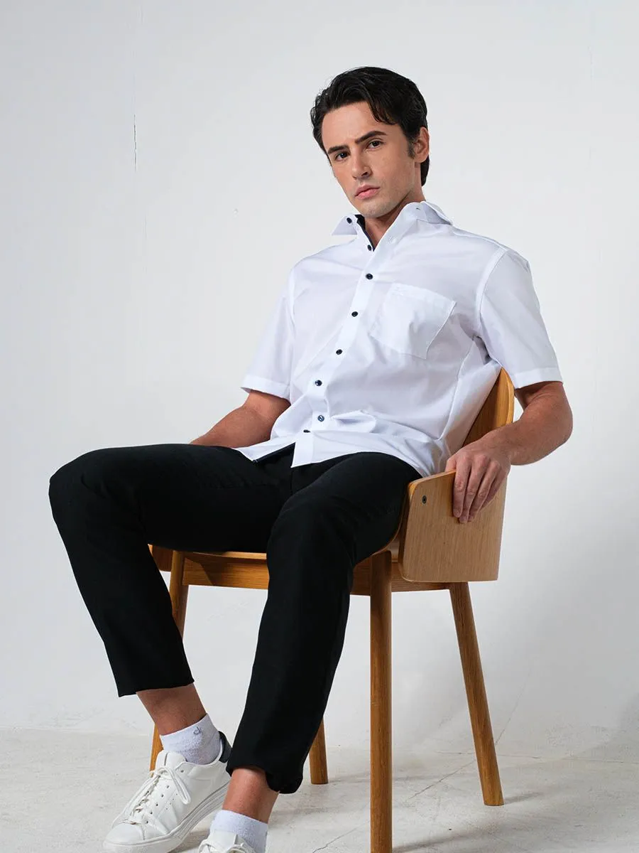 OLYMP MEN SHIRT SHORT SLEEVES CASUAL SHIRT MODERN FIT NON IRON WHITE