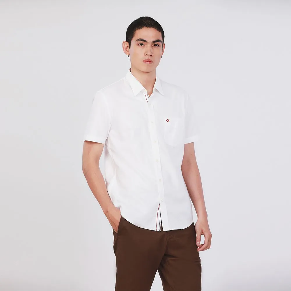 JOHN HENRY Men's Short Sleeves Shirts (Slim Fit) ESSENTIALS White