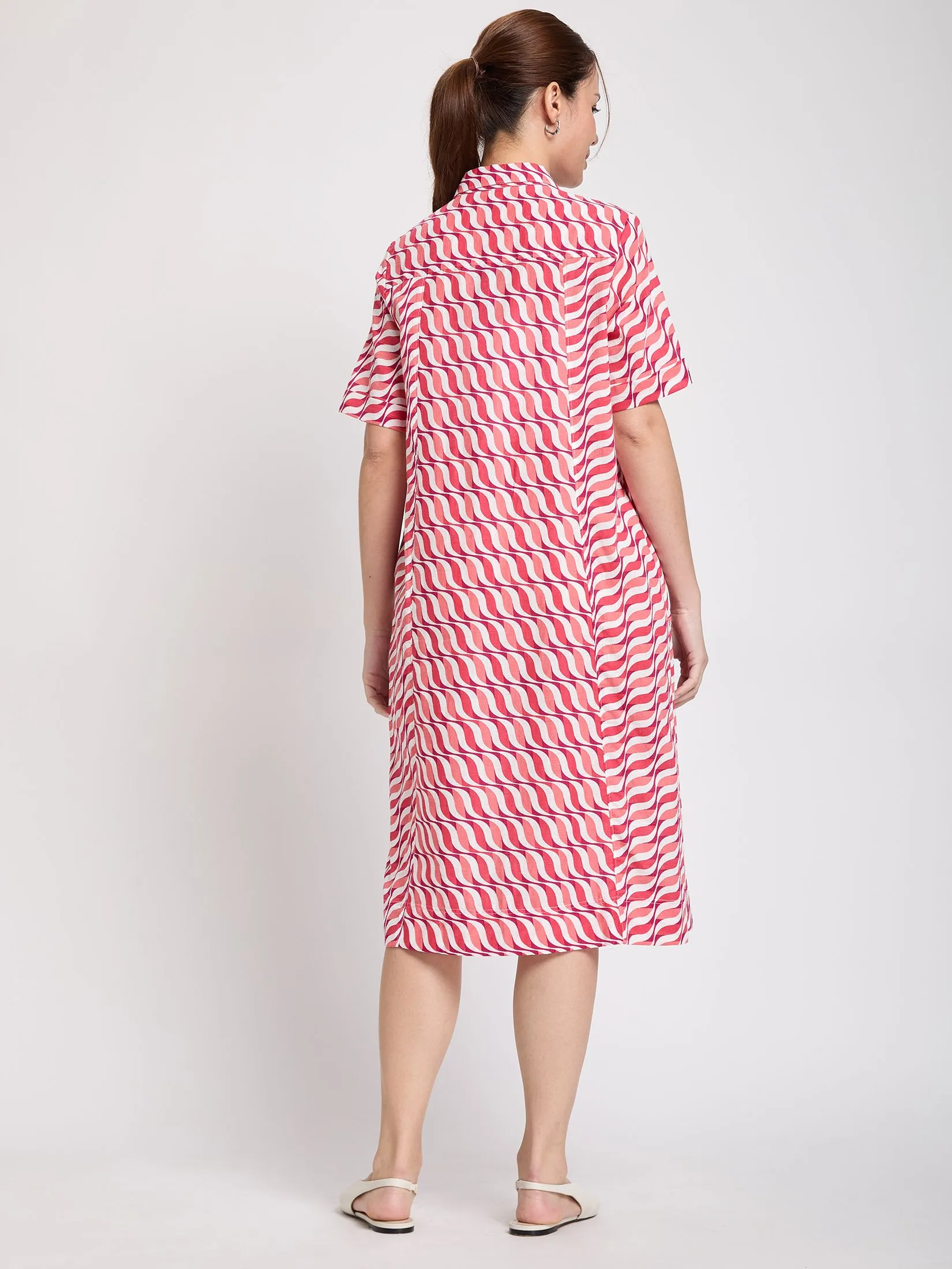 EASY PIECES Women Midi Dress Short Sleeves Print