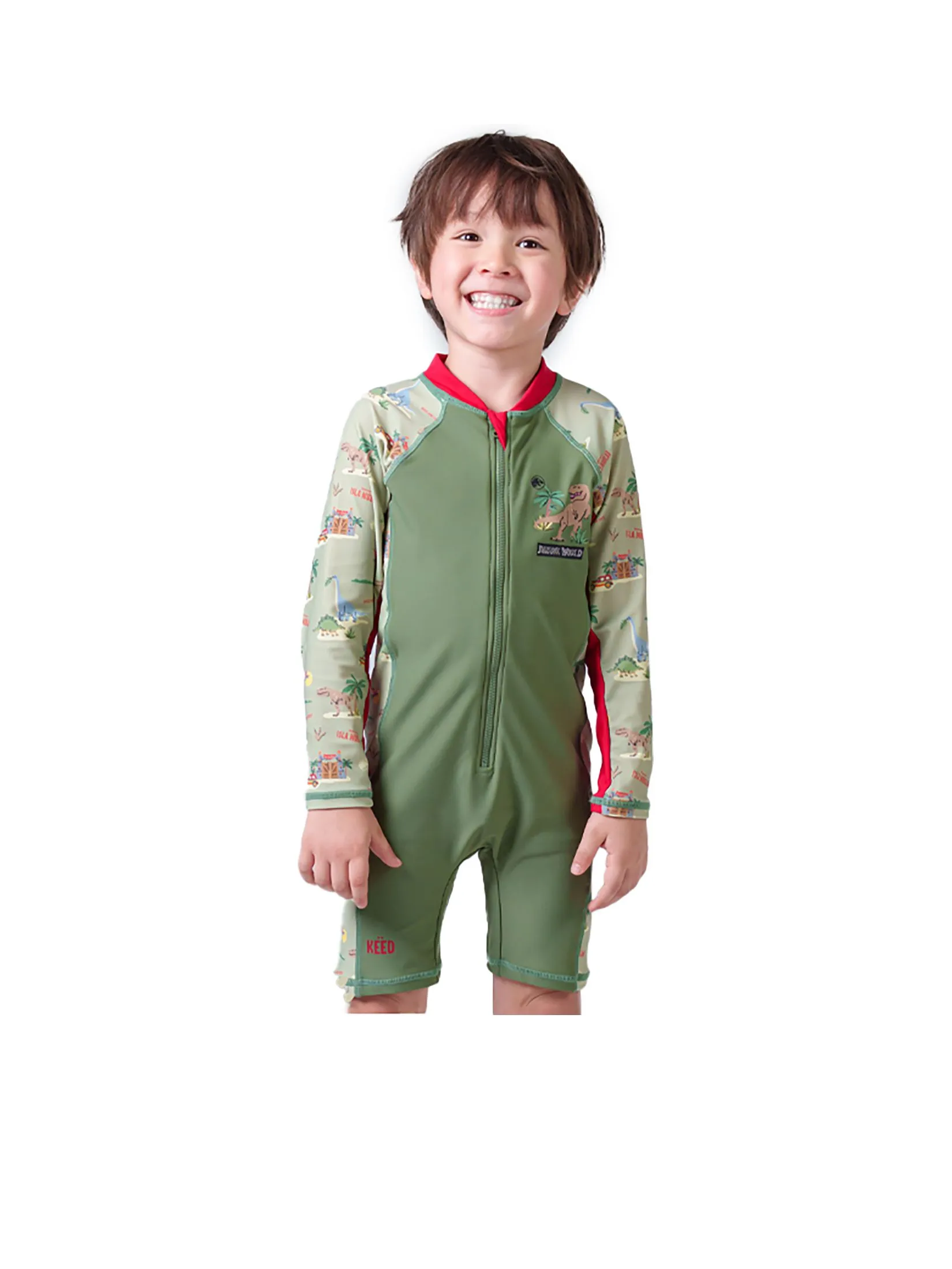 KEED Boy Swimsuit Long Sleeves Jurassic World Khaki Green Size - 100
