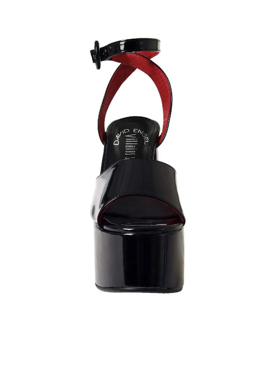 VILLAINS SF YUZA Women s Platform Heeled Sandals BLACK PATENT