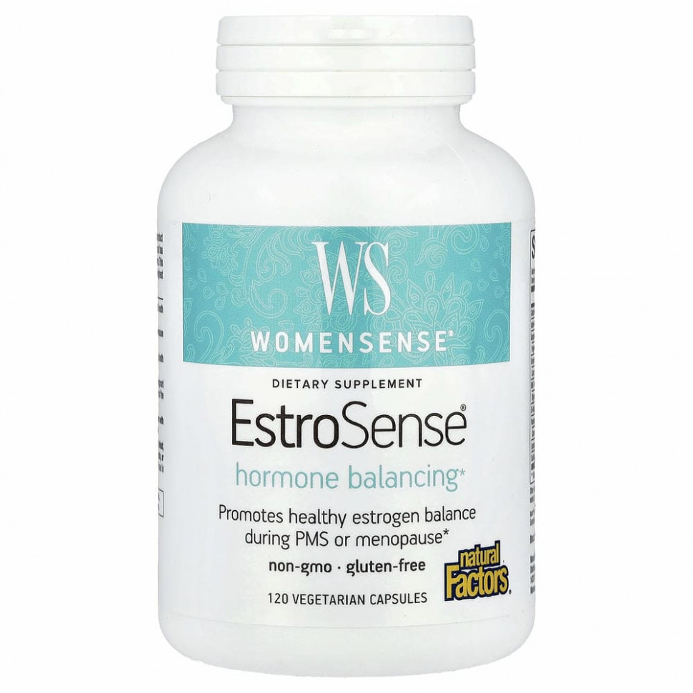 Natural Factors, WomenSense, EstroSense, гормональный баланс, 120 вегетарианских капсул
