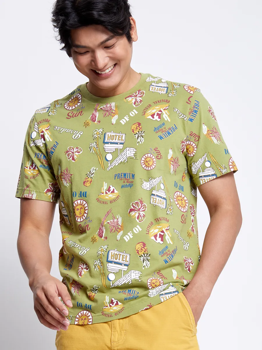 DEFRY 01 Men T-shirt Printed Green